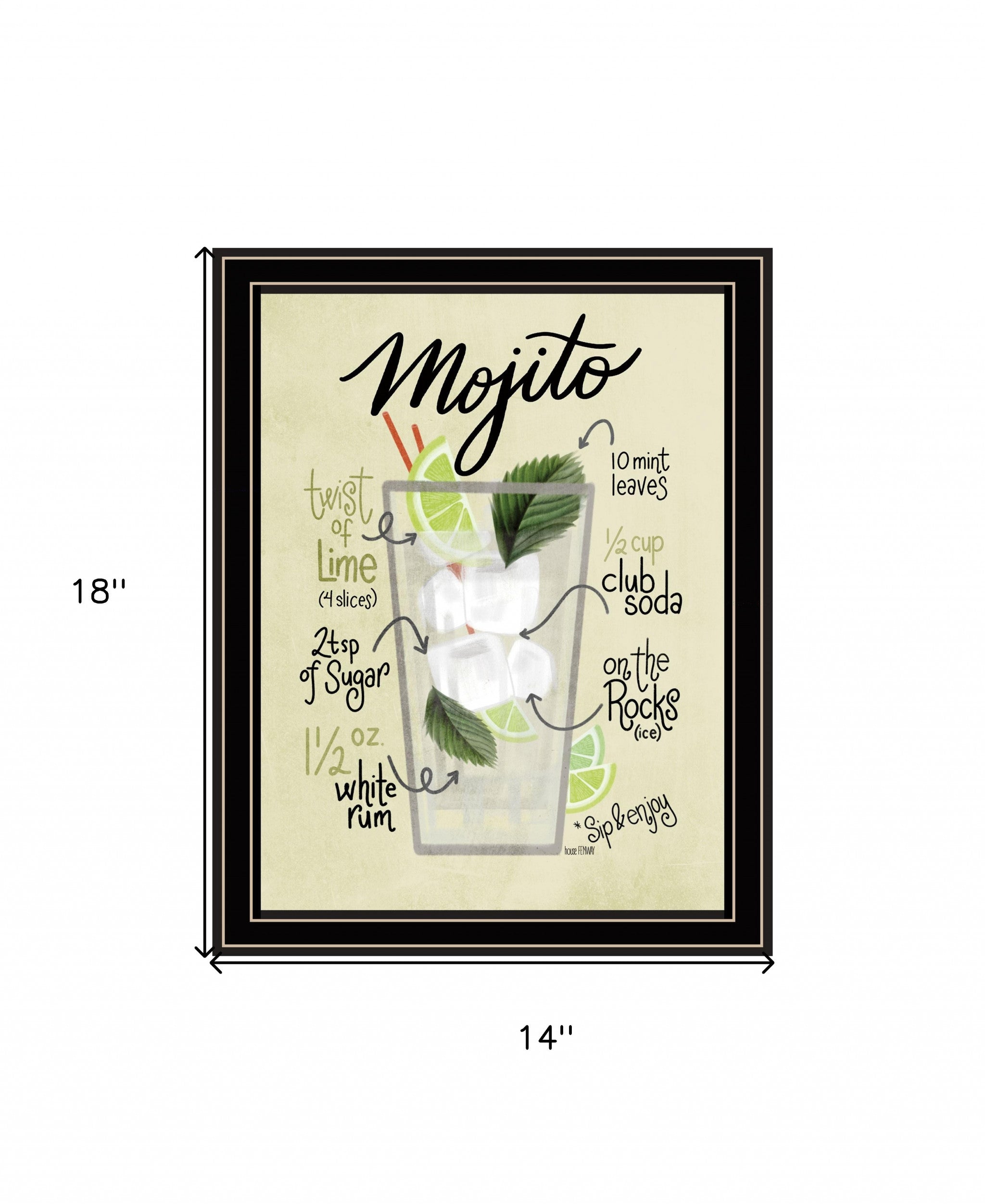 Mojito 1 Black Framed Print Wall Art