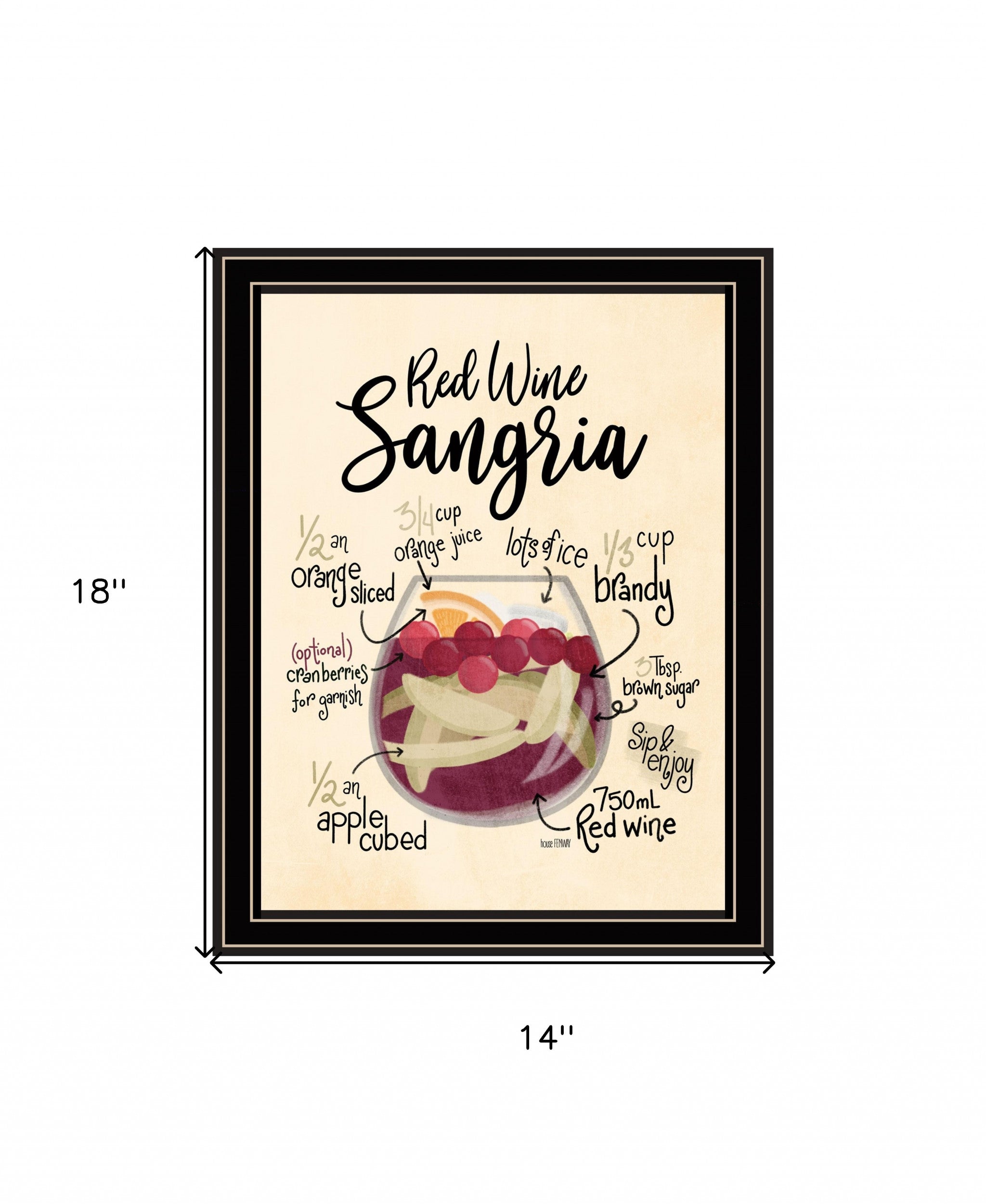 Red Wine Sangria 1 Black Framed Print Wall Art