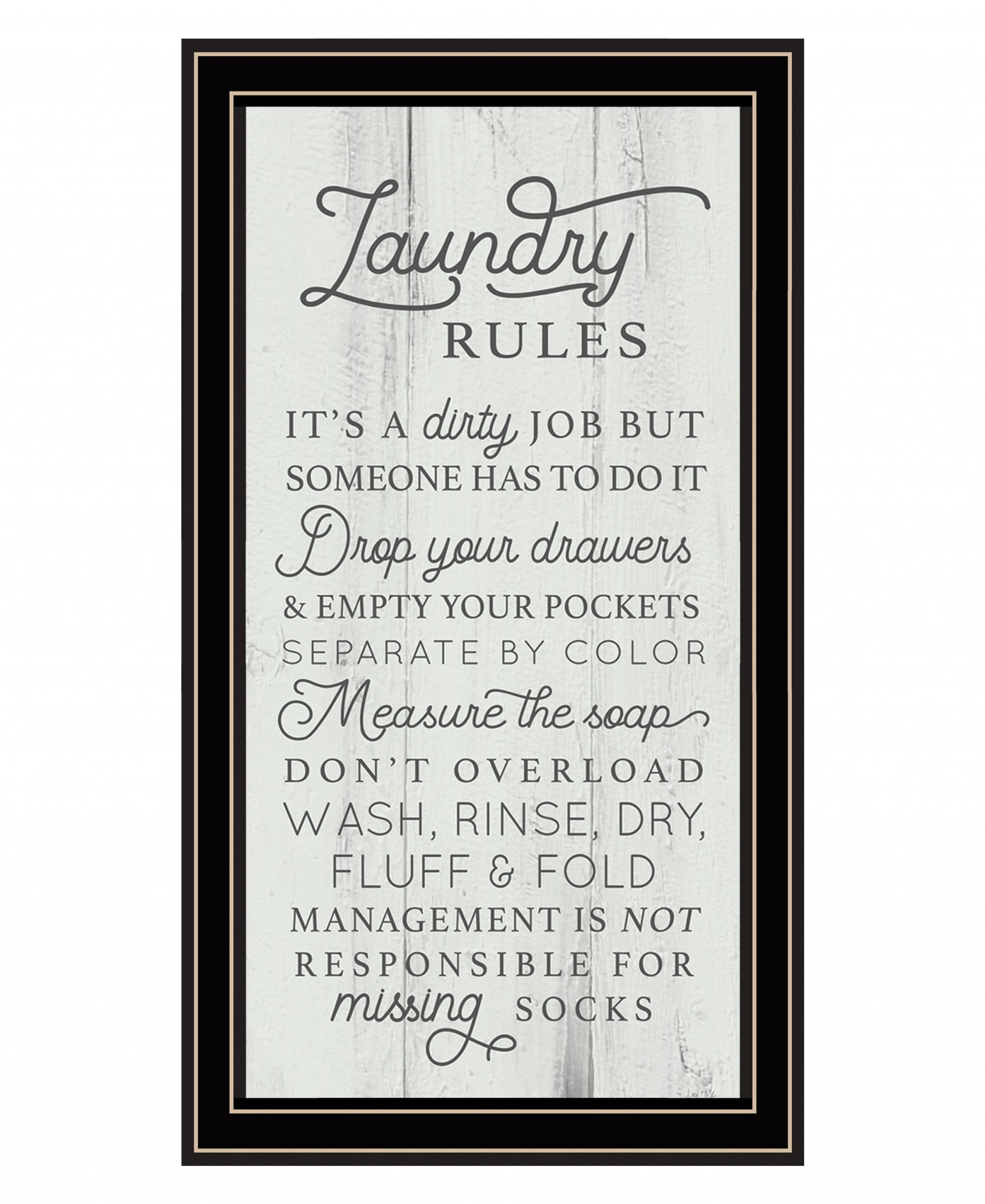 Laundry Rules 1 Black Framed Print Bathroom Wall Art