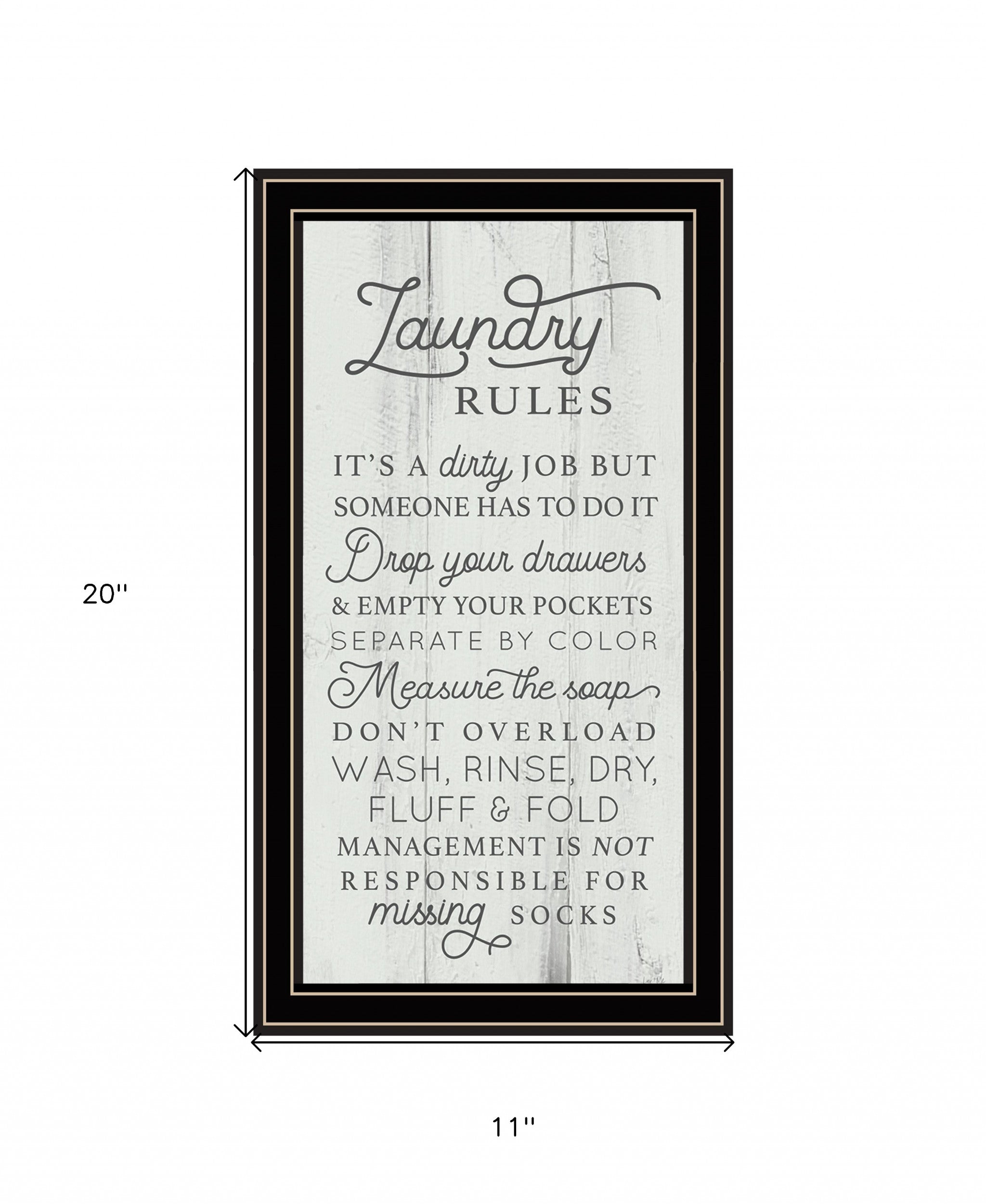 Laundry Rules 1 Black Framed Print Bathroom Wall Art