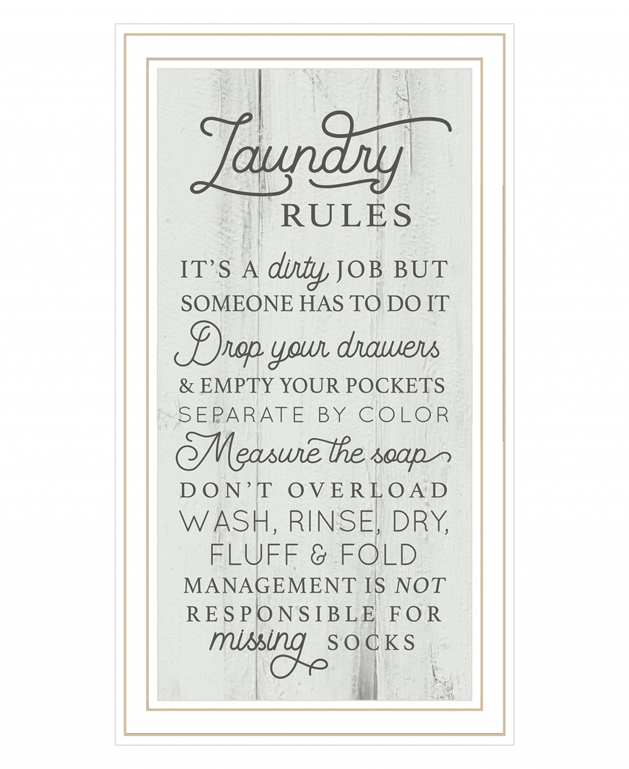 Laundry Rules 2 White Framed Print Bathroom Wall Art