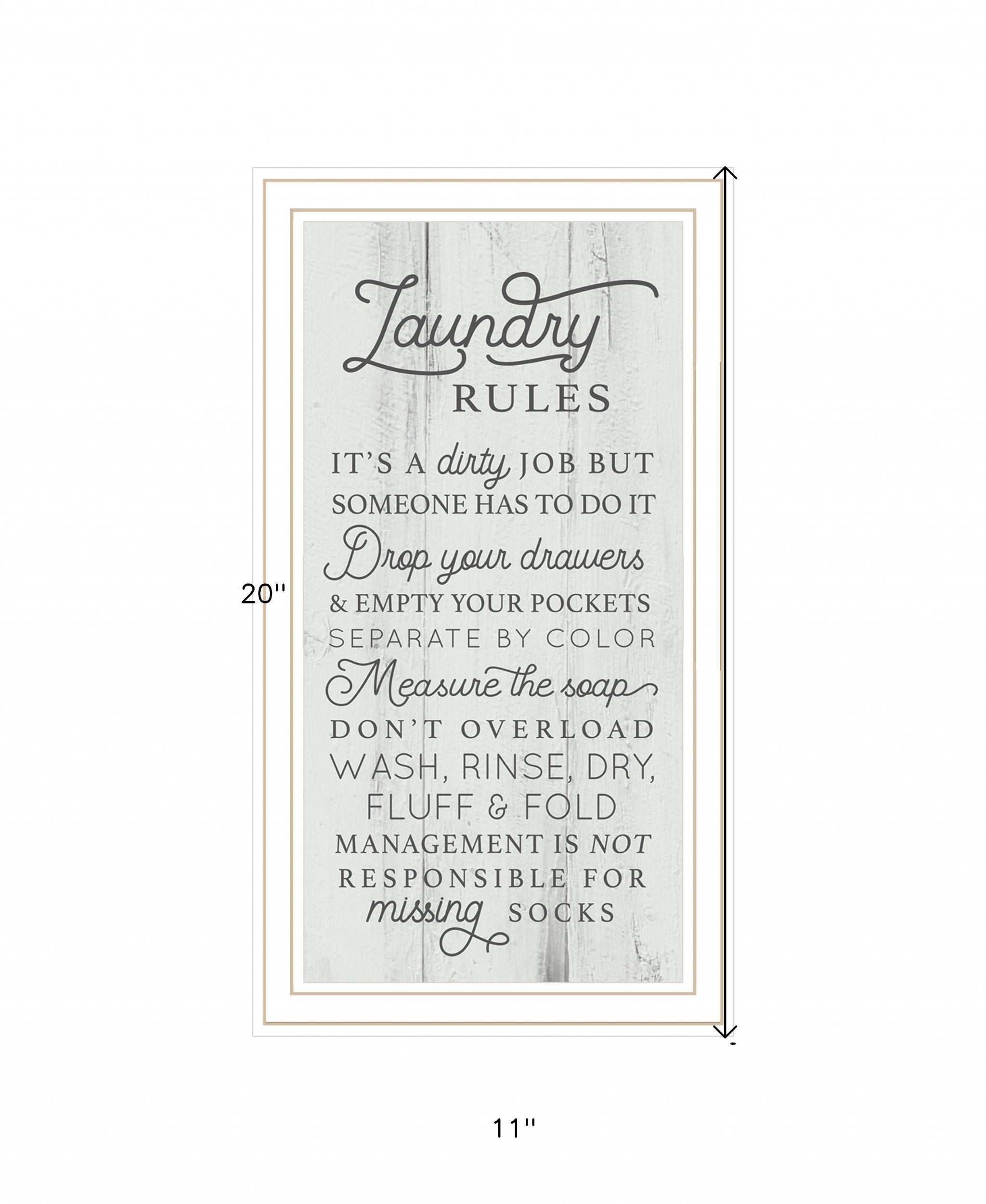 Laundry Rules 2 White Framed Print Bathroom Wall Art