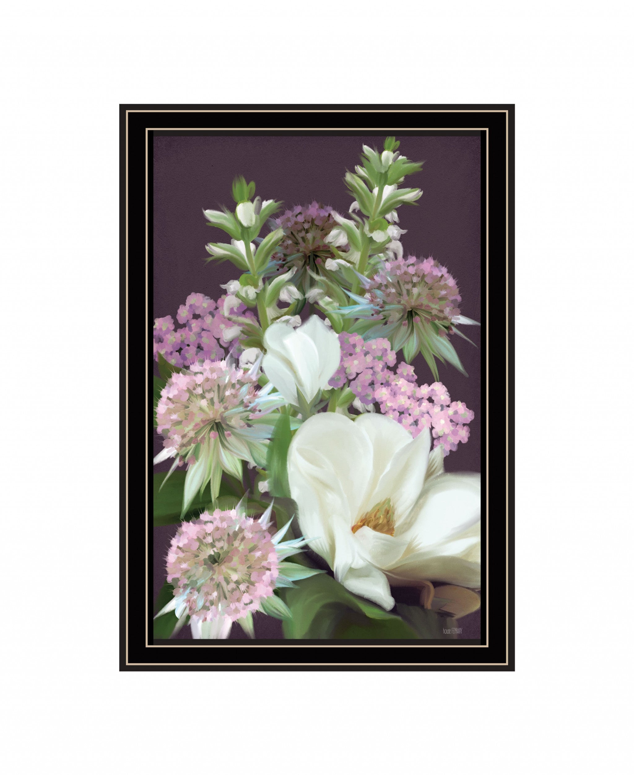 Wild For Plum Bouquet 2 Black Framed Print Wall Art