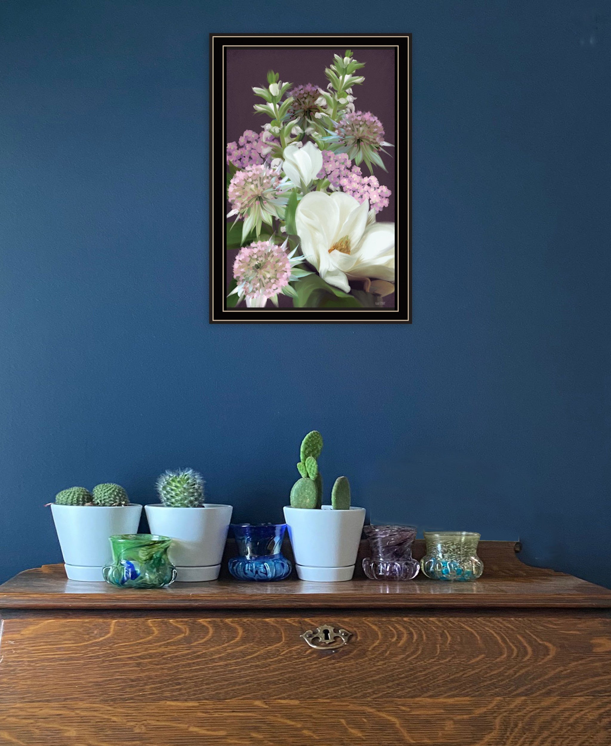 Wild For Plum Bouquet 2 Black Framed Print Wall Art