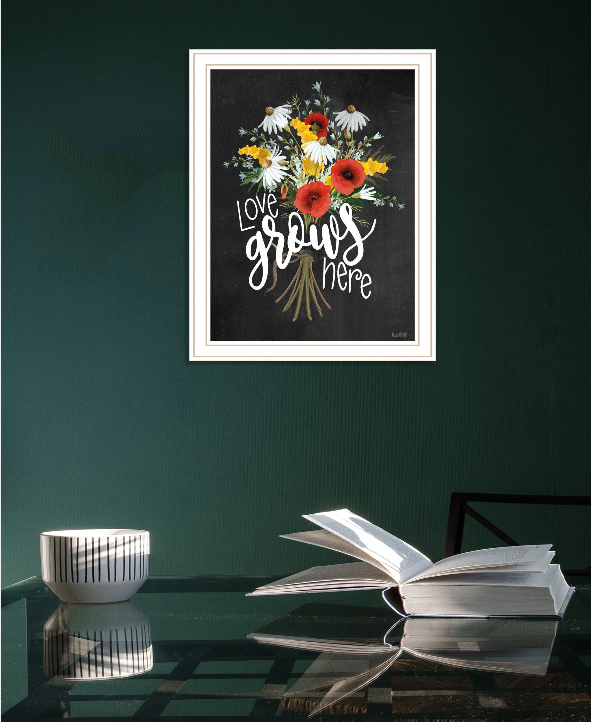 Tropical Sprig 1 White Framed Print Wall Art