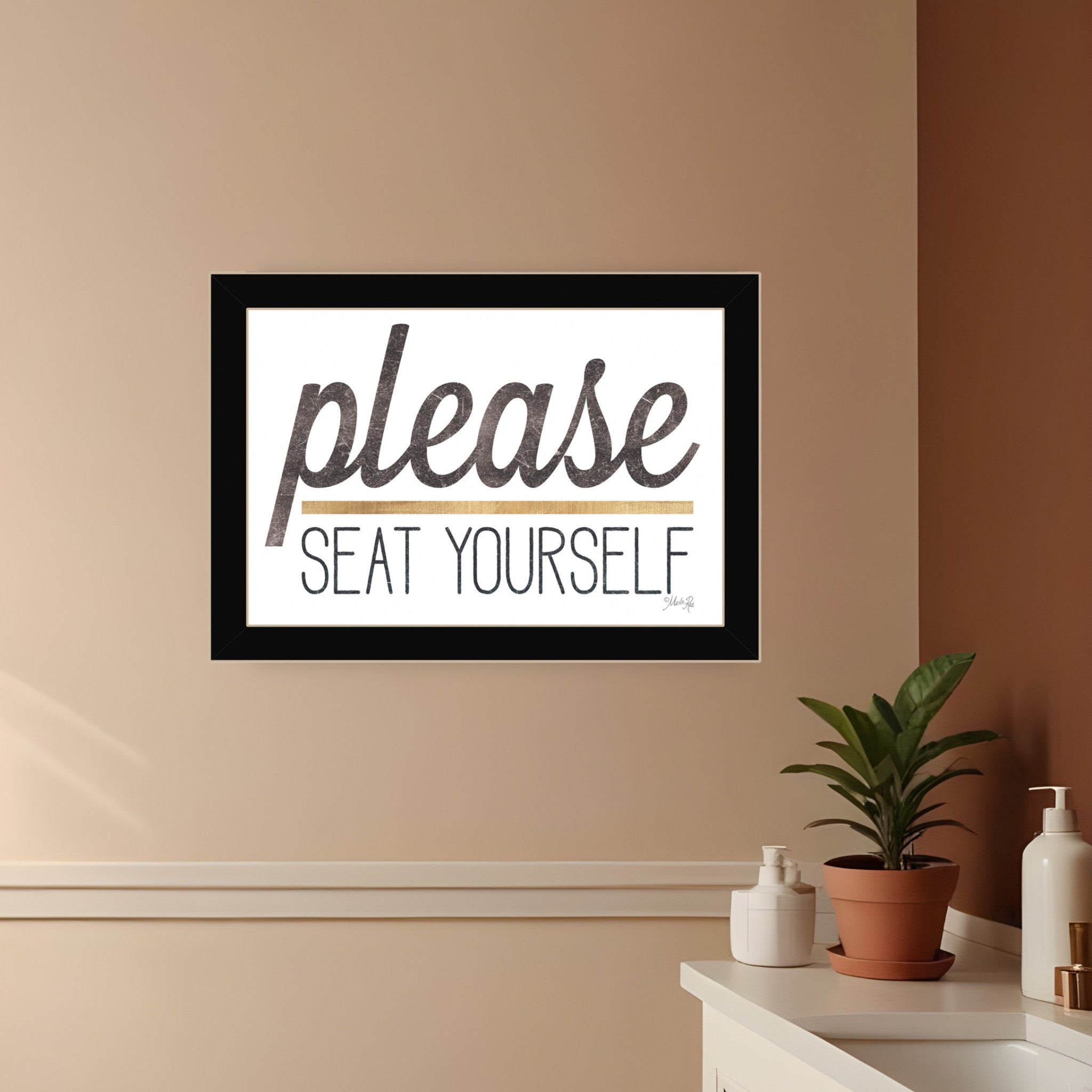 Please Seat Yourself 1 Black Framed Print Wall Art