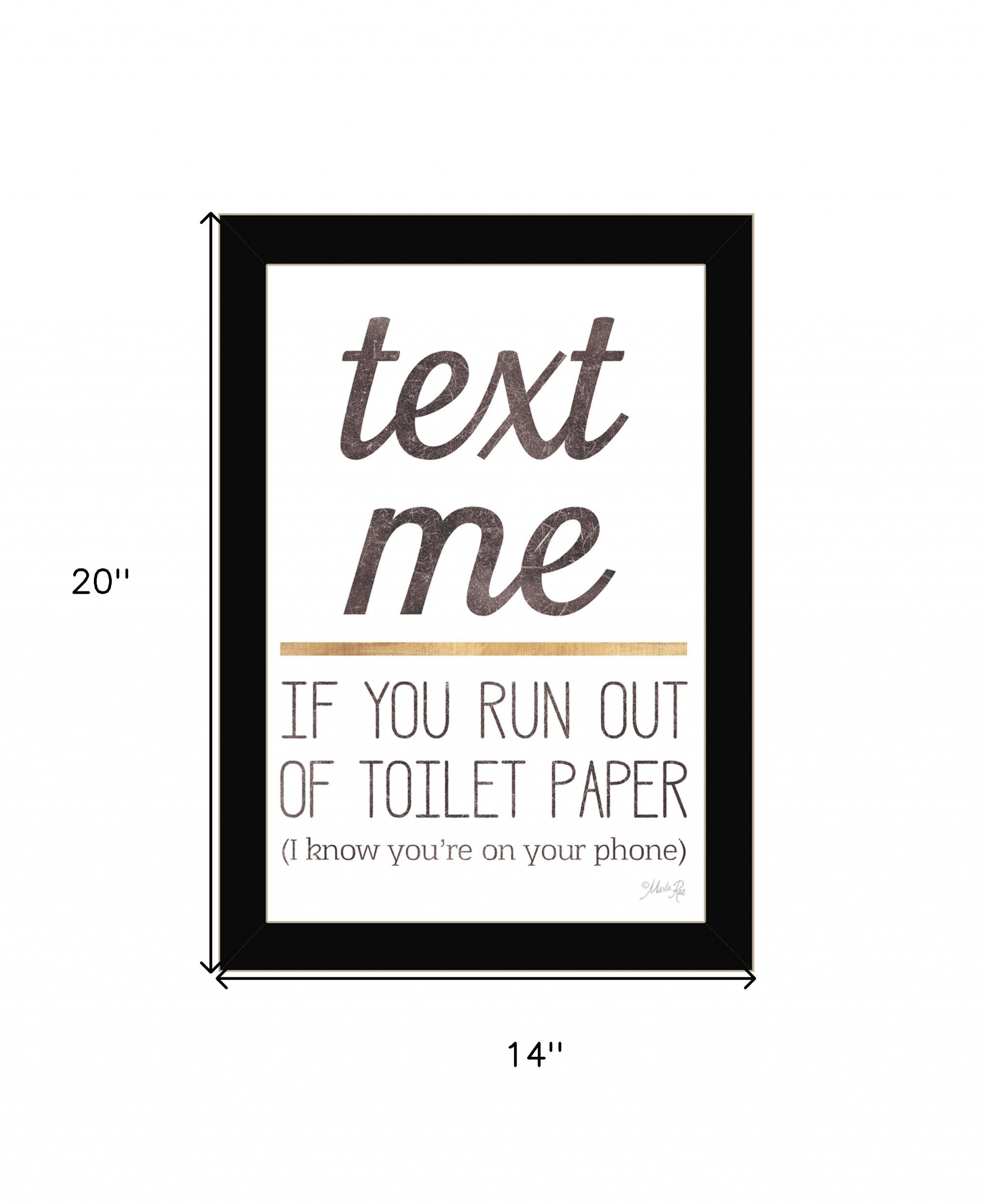 Text Me if You Run Out of Toilet Paper 1 Black Framed Print Wall Art