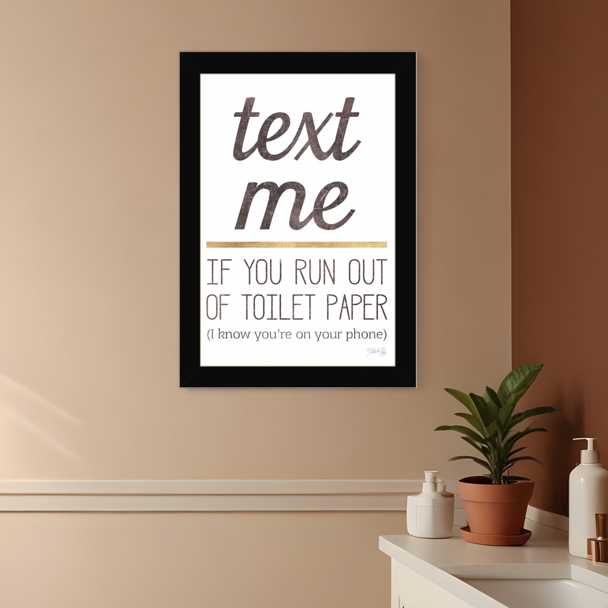 Text Me if You Run Out of Toilet Paper 1 Black Framed Print Wall Art