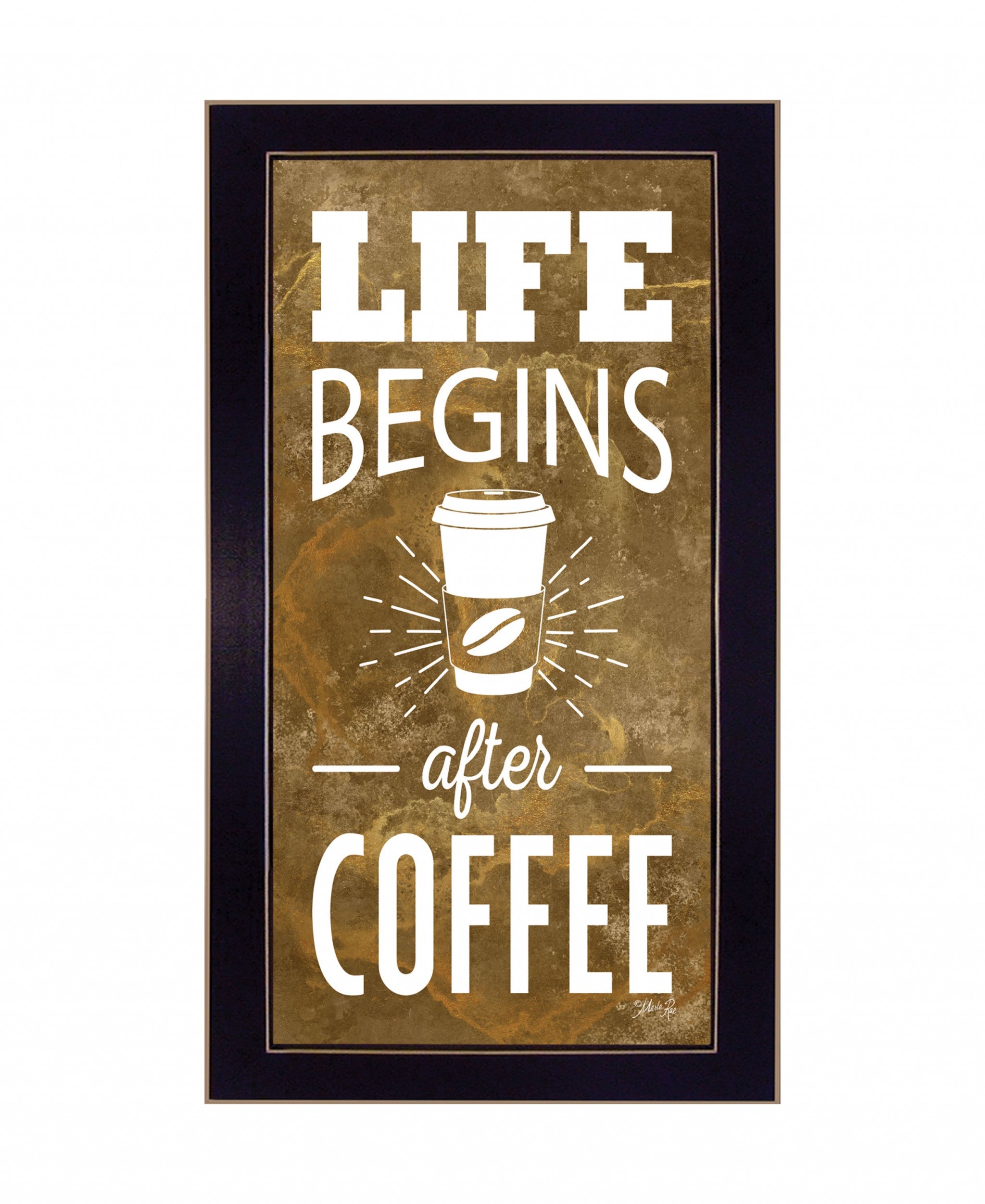 Life Begins after Coffee 1 Black Framed Print Wall Art