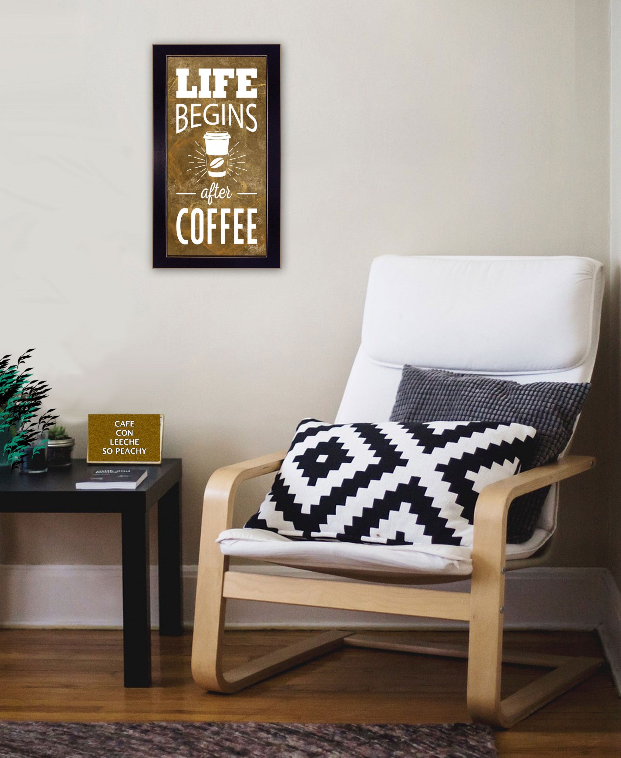 Life Begins after Coffee 1 Black Framed Print Wall Art