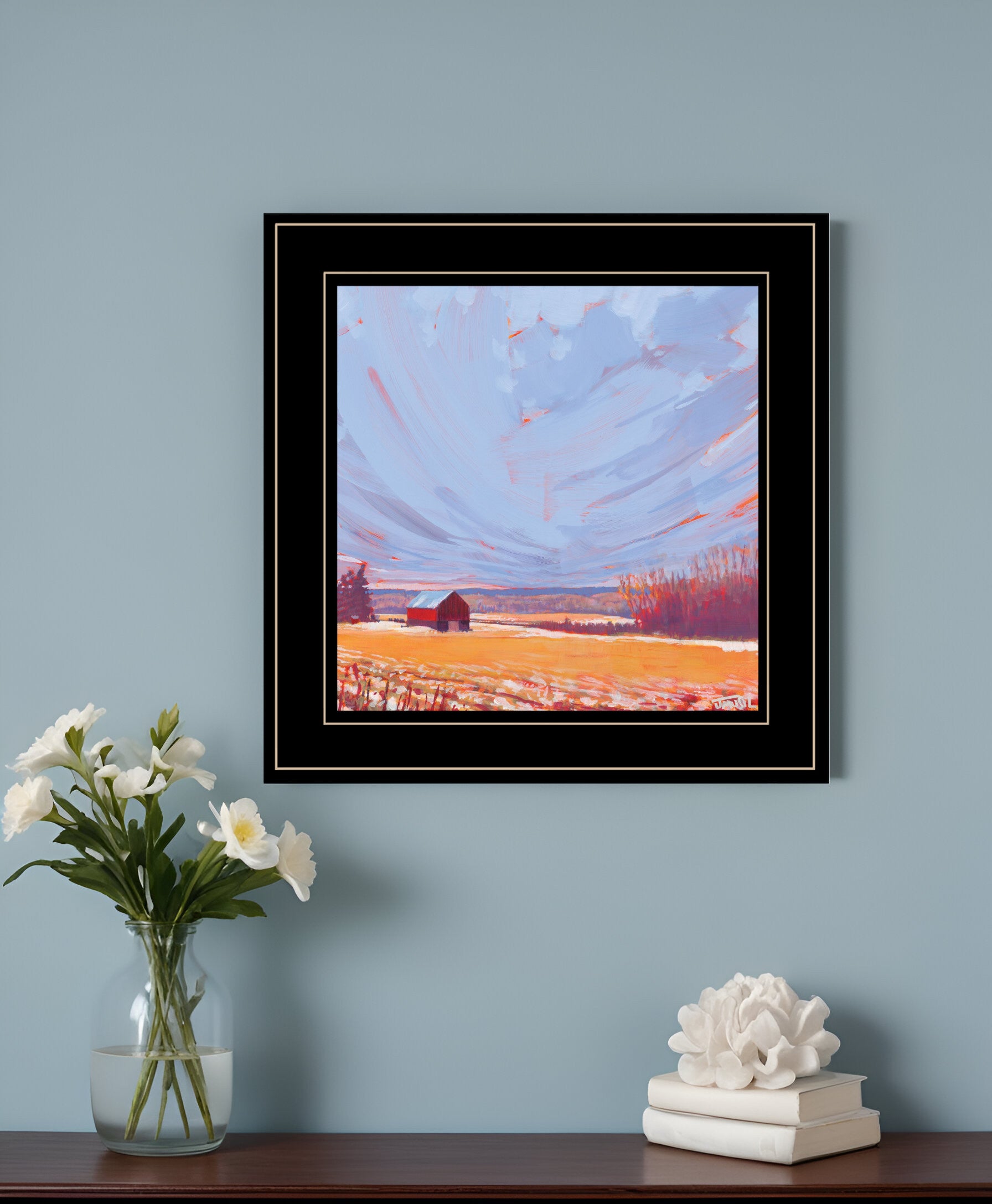 Slate Winter Sky 1 Black Framed Print Wall Art