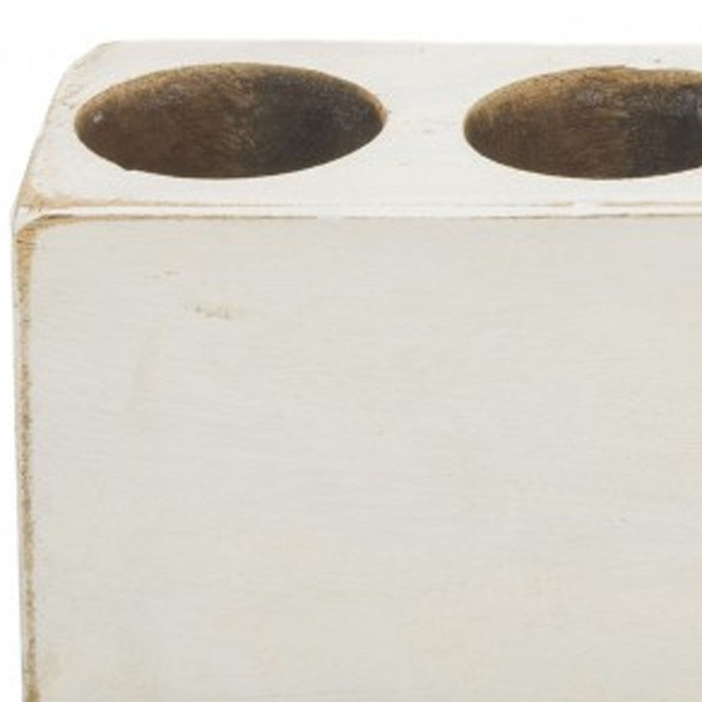 Distressed White 11 Hole Sugar Mold Candle Holder