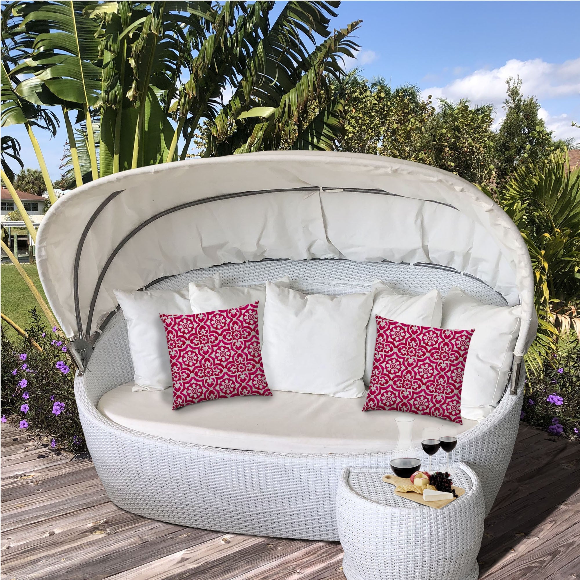 Pink Medallion Indoor Outdoor Sewn Lumbar Pillow