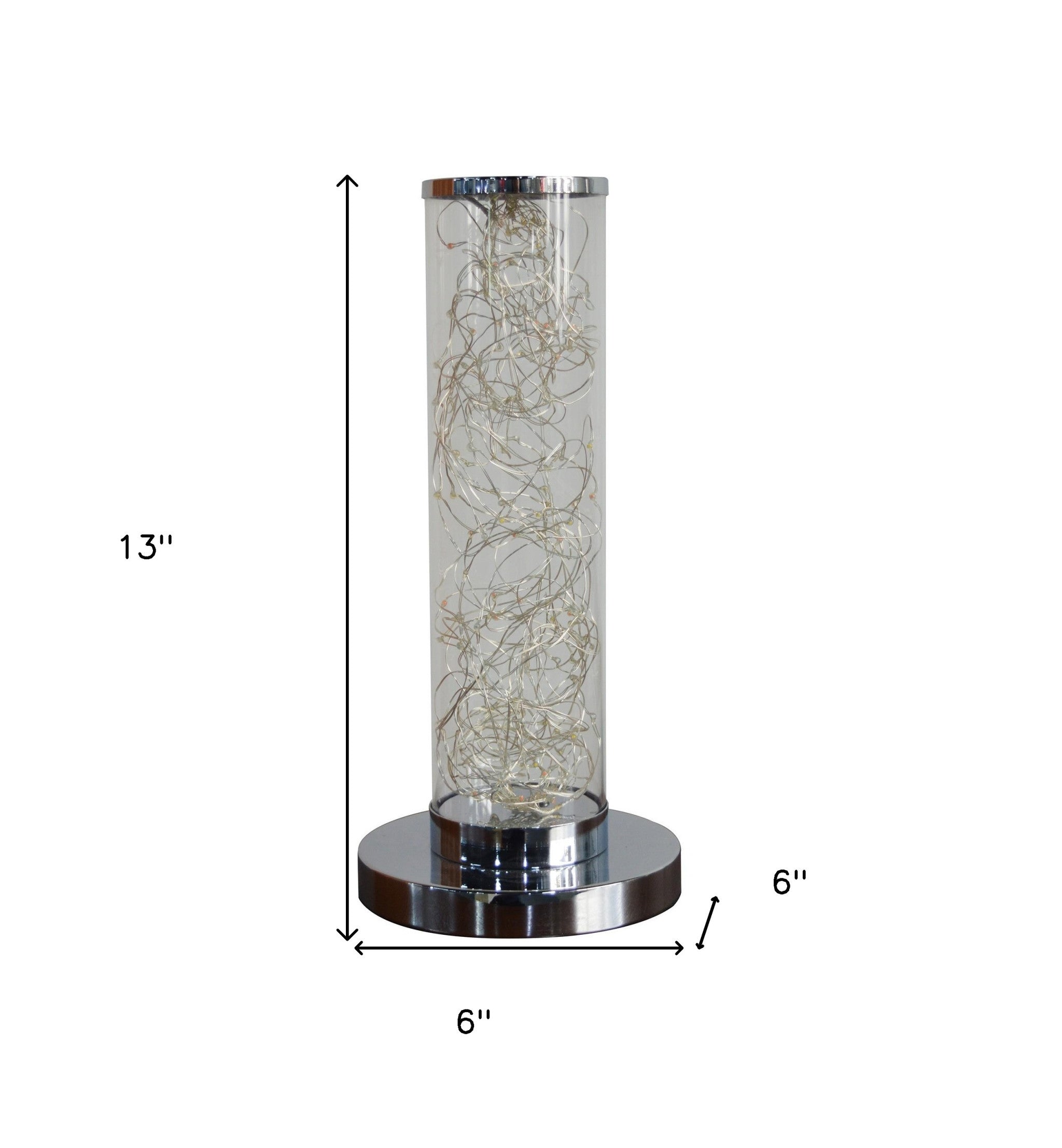 13" Silver Metal Column LED Table Lamp