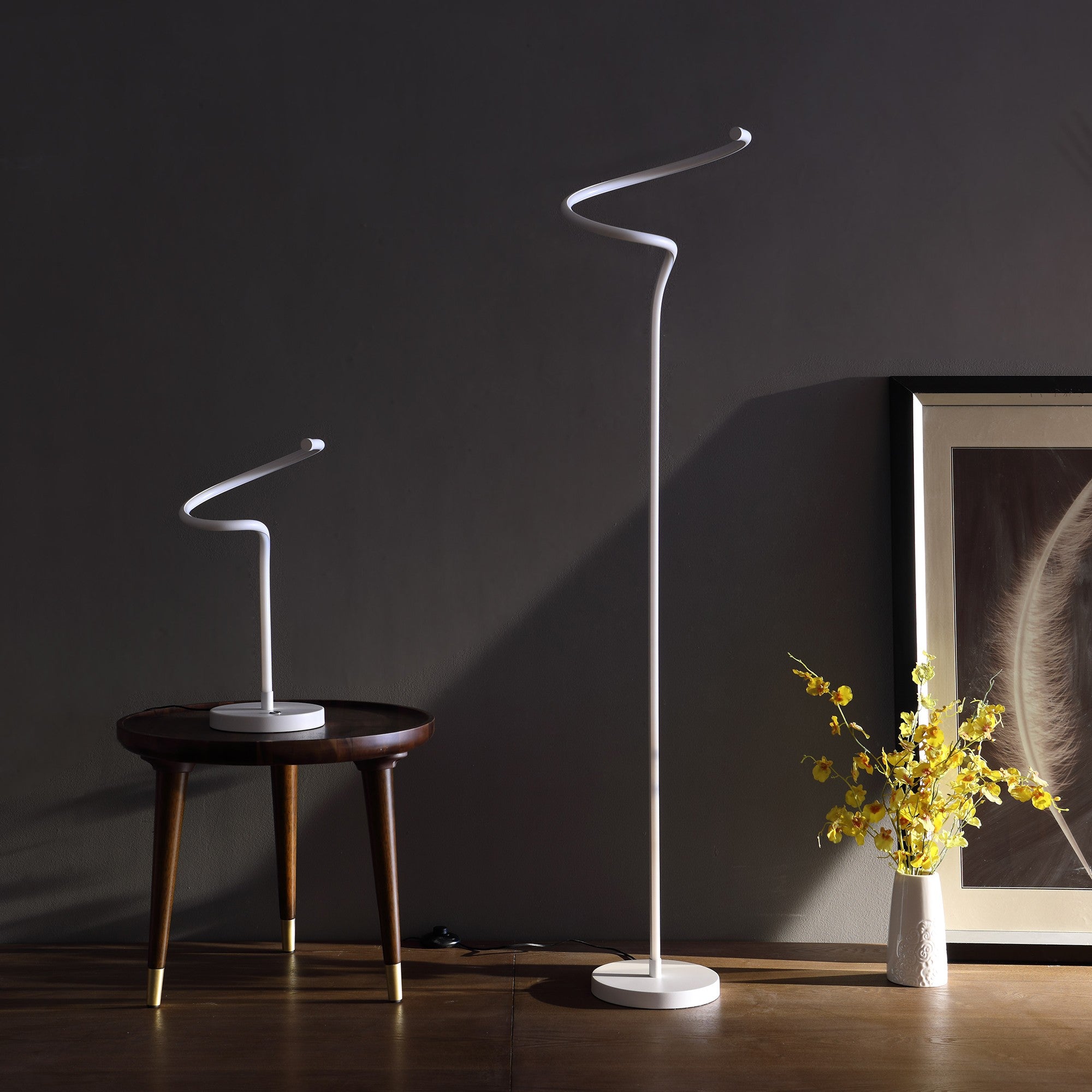 51" White LED Novelty Curvy Spiral Floor Lamp