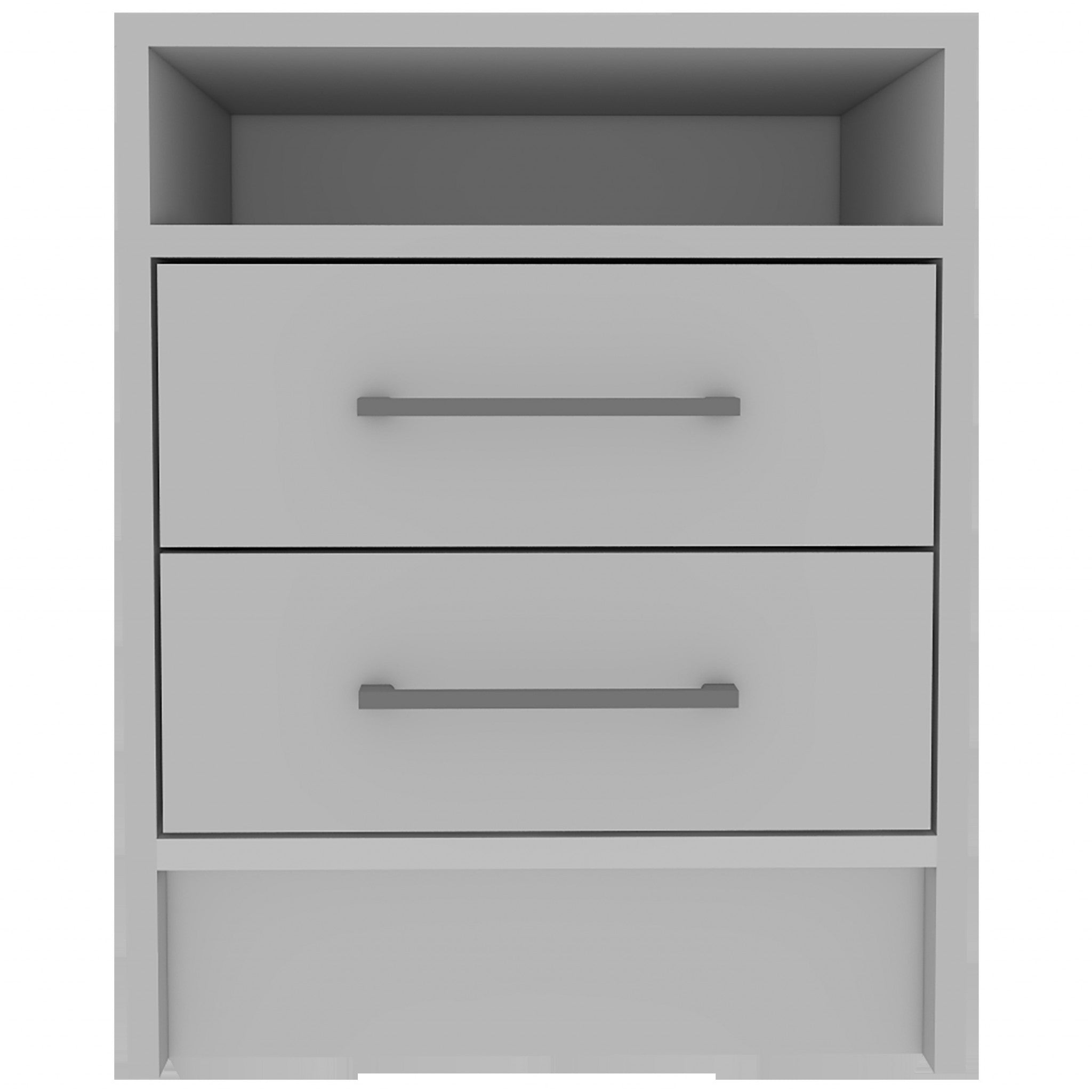 White Open Compartment Two Drawer Nightstand