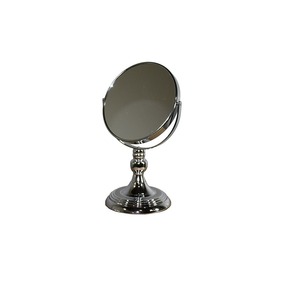 12" Silver Round Metal Framed Makeup Shaving Tabletop Mirror