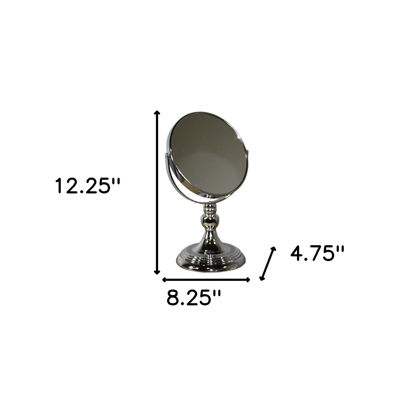 Silver Round Makeup Shaving Tabletop Metal Mirror