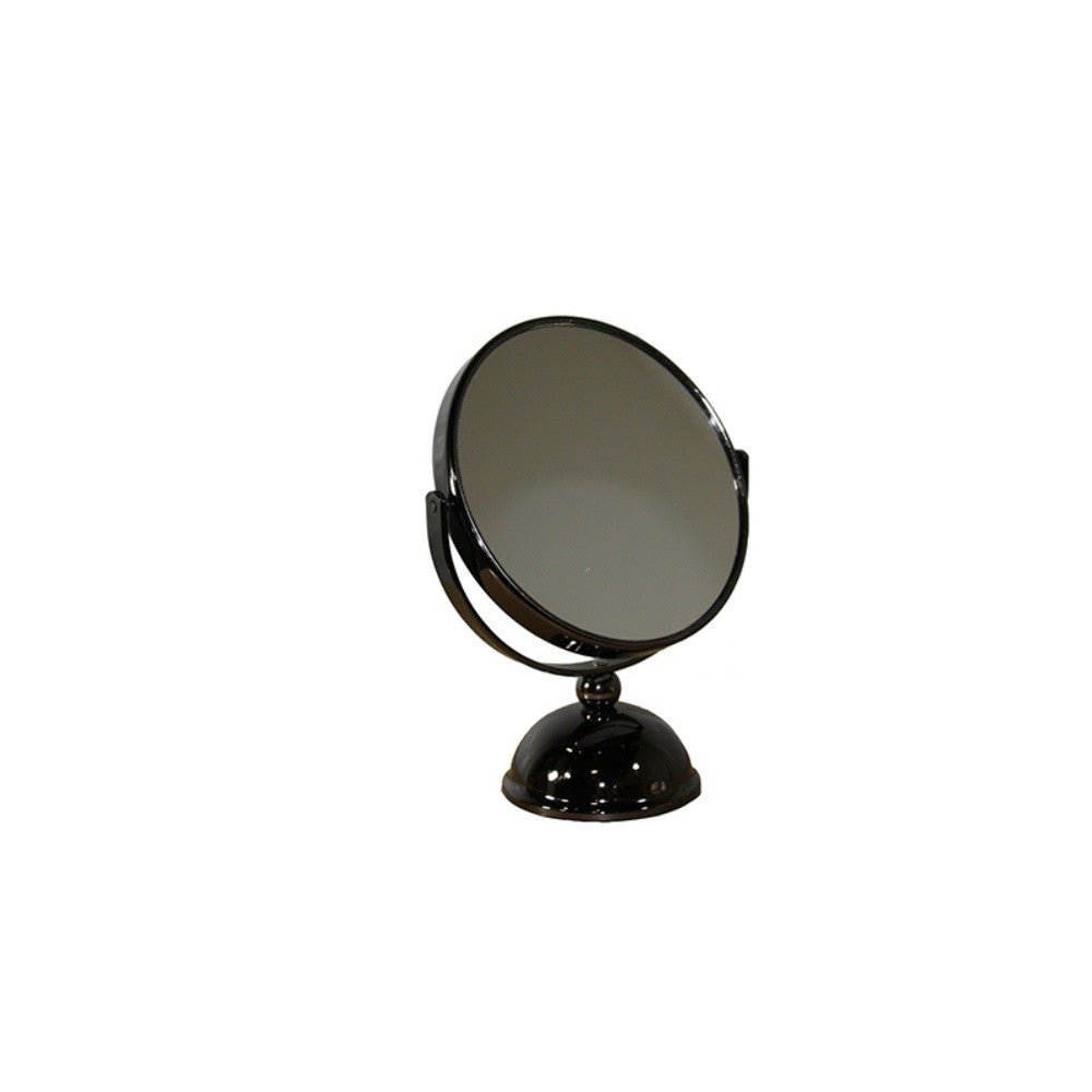 Black Round Makeup Shaving Tabletop Metal Mirror