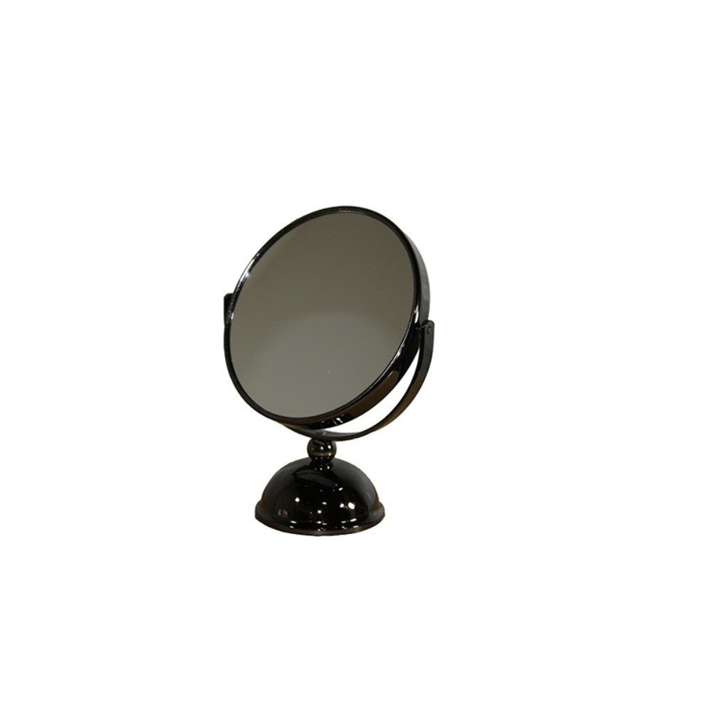 Black Round Makeup Shaving Tabletop Metal Mirror