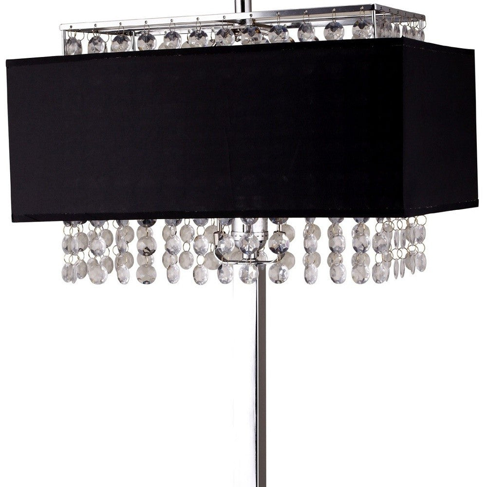 Bling Glam Black and Faux Crystal Rectangular Table Lamp