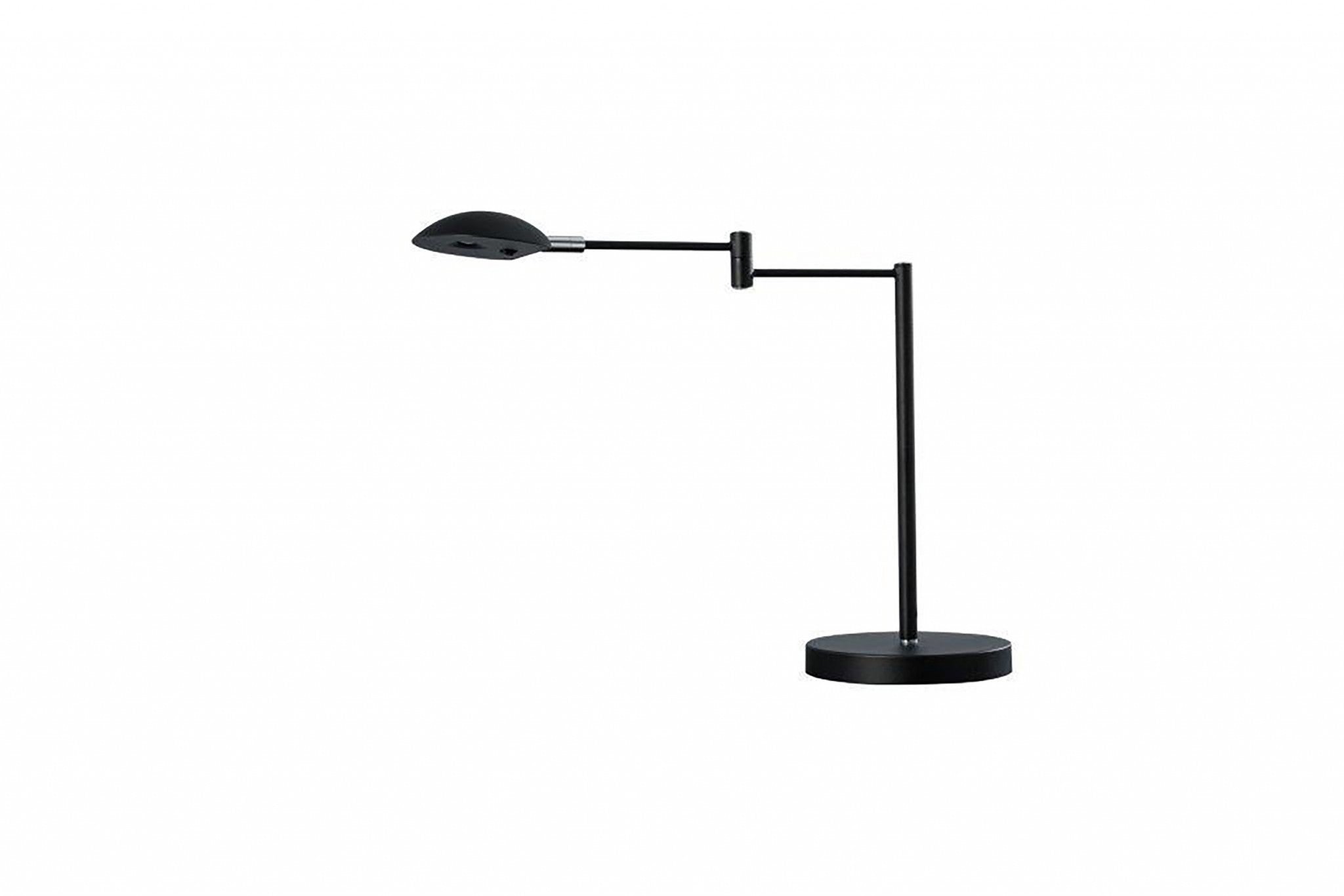 16" Black Metal Swing Arm Desk Table Lamp With Black Shade