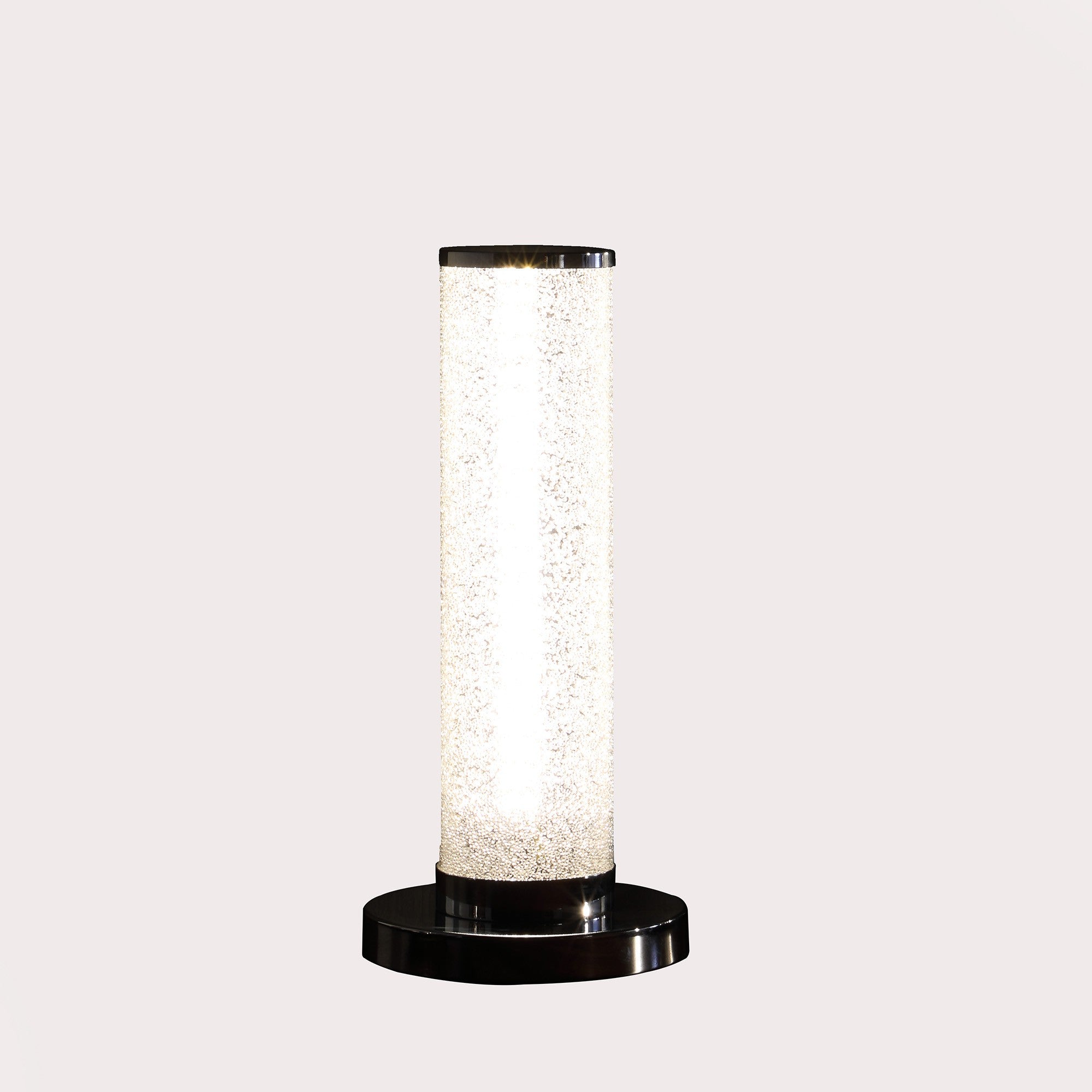 13” Modern White Sand Crystal And Steel Table Lamp