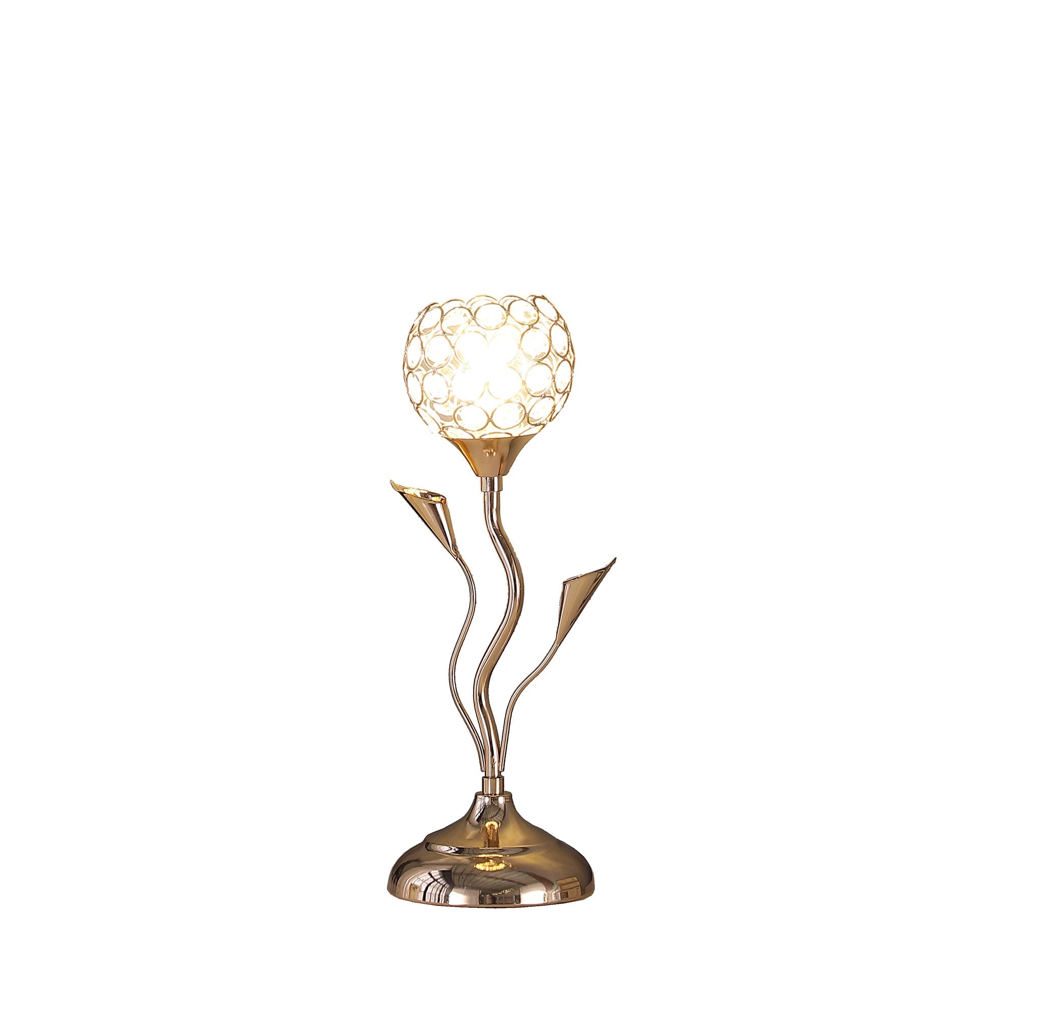 14" Gold Bedside Table Lamp With Clear Novelty Shade