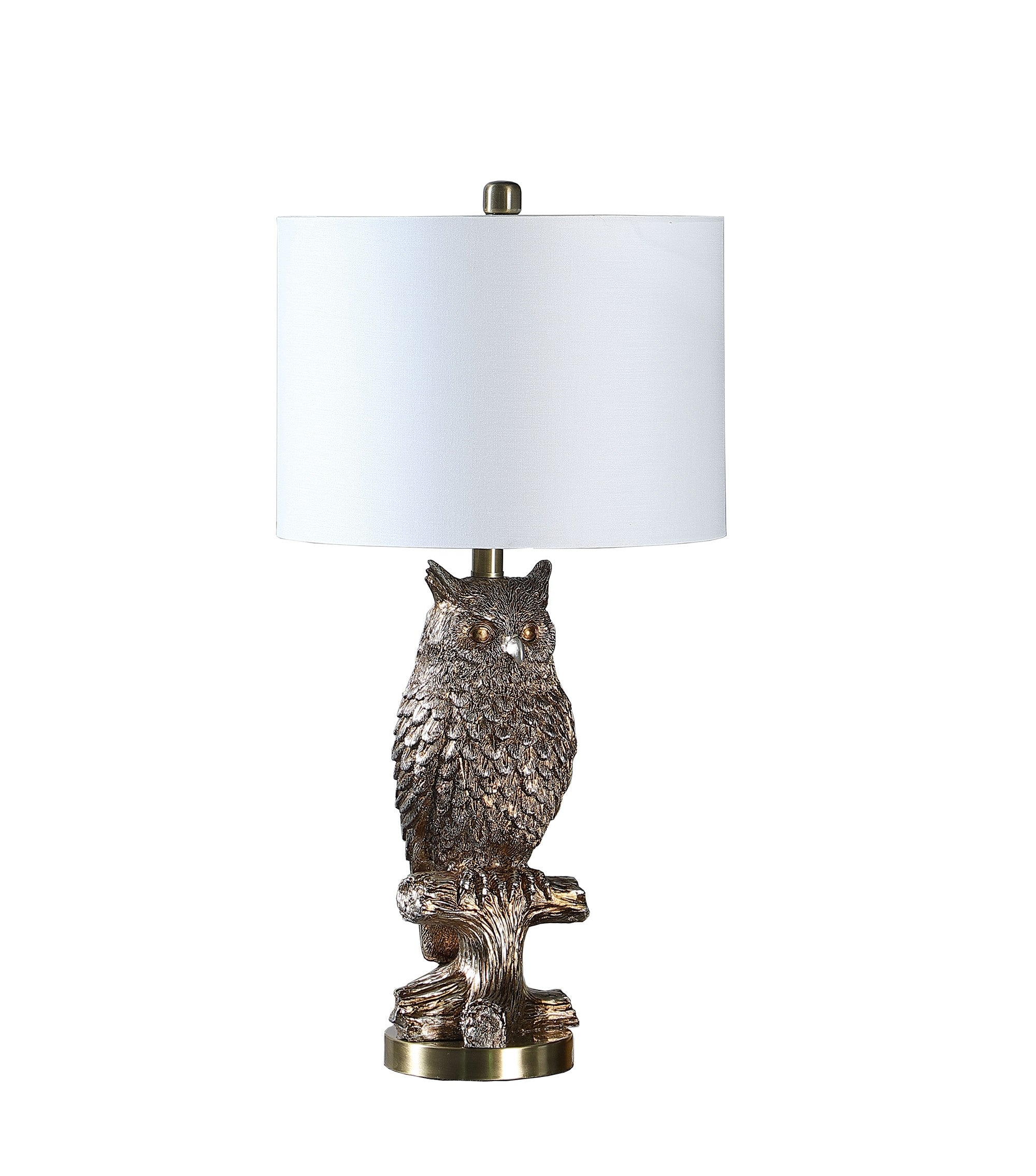 28”  Antiqued Silver Resin Owl Table or Desk Lamp