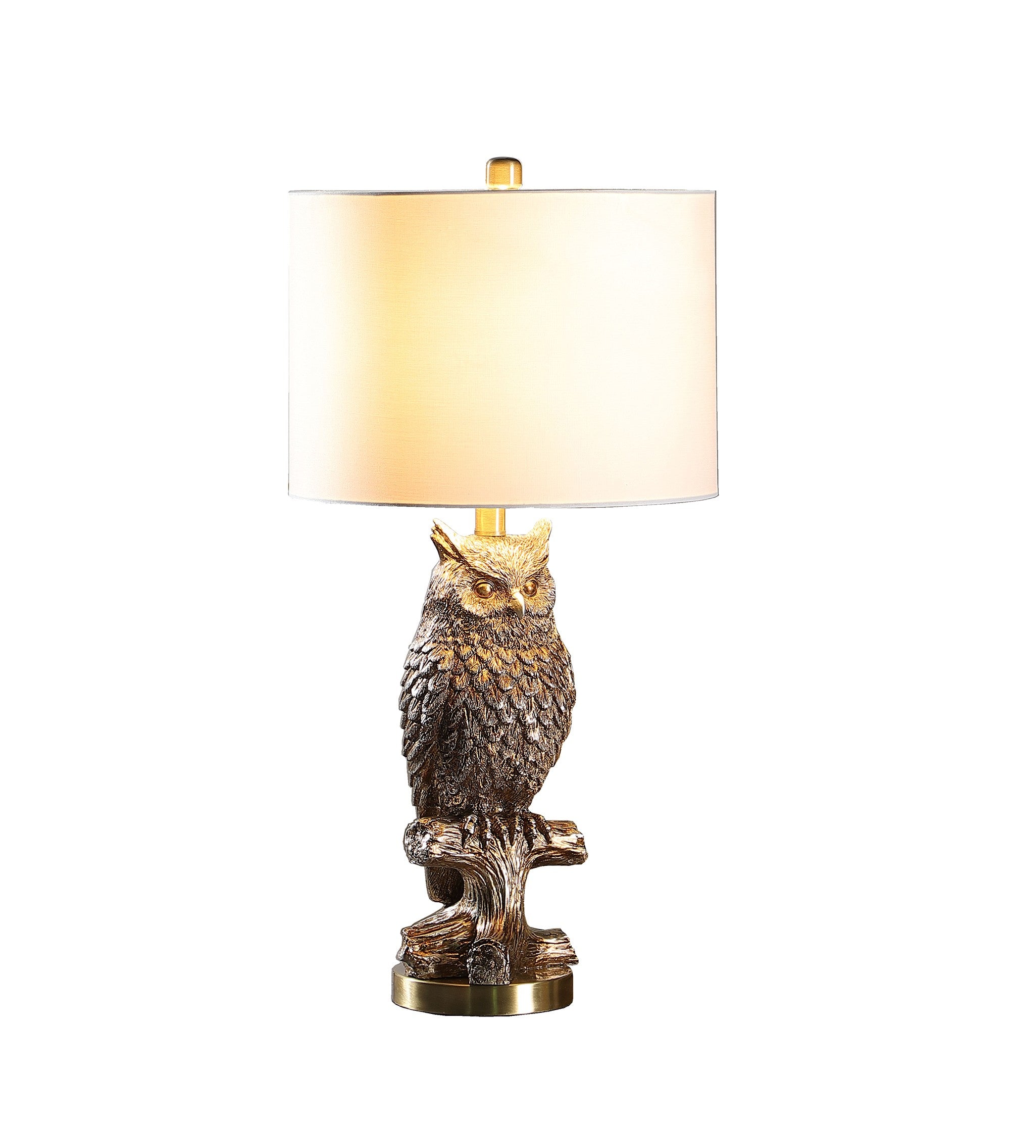 28”  Antiqued Silver Resin Owl Table or Desk Lamp