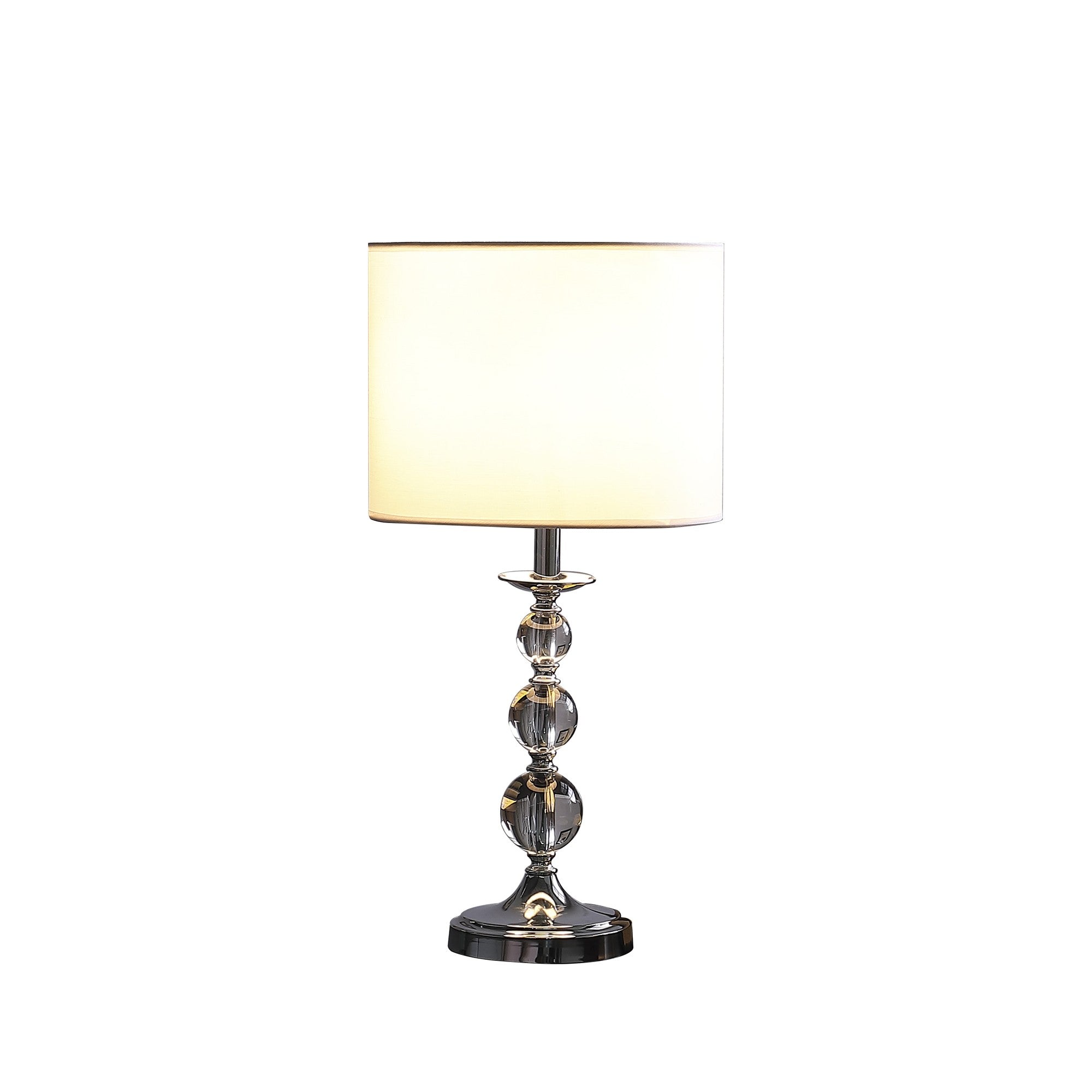 20" Silver Bedside Table Lamp With White Drum Shade