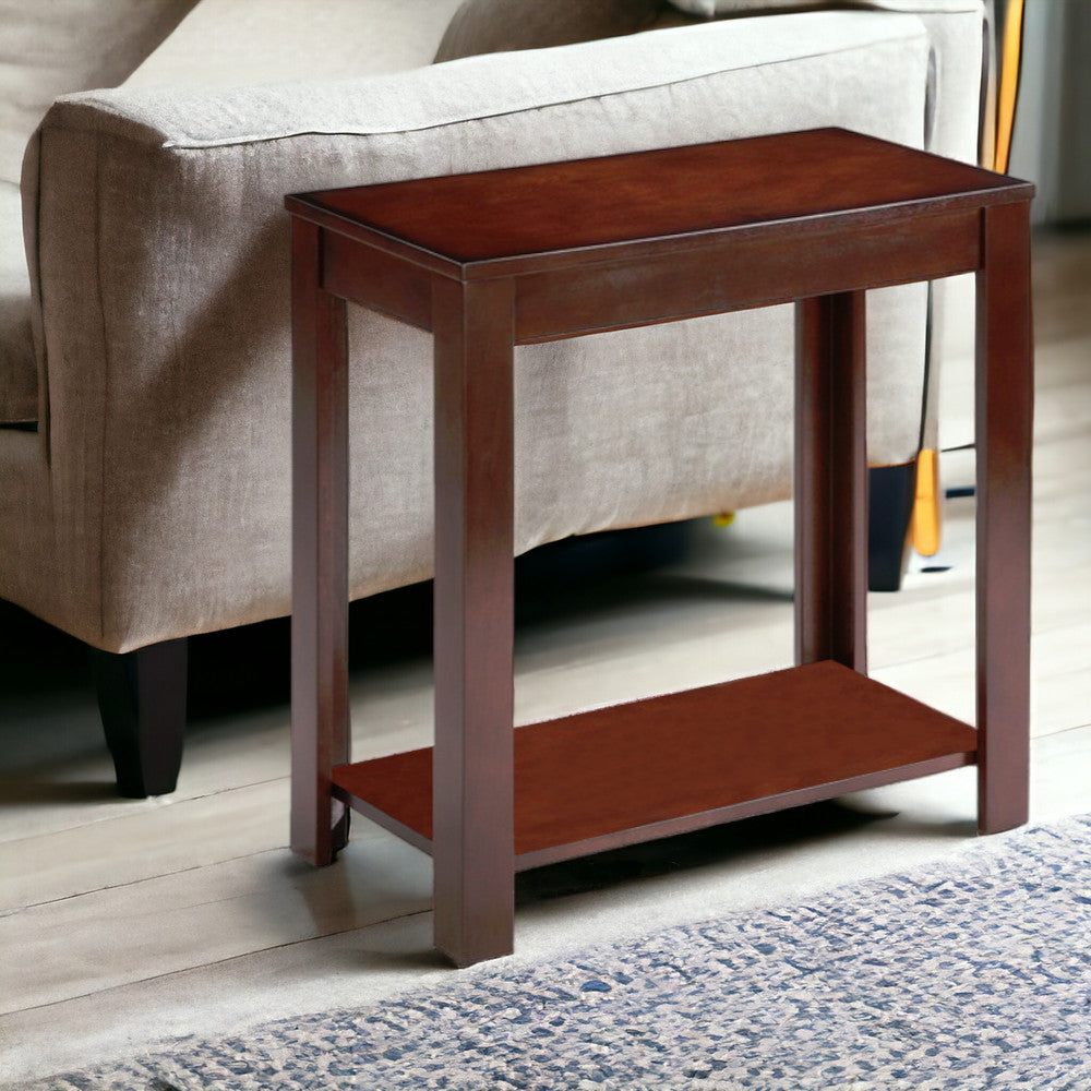 24" Brown End Table With Shelf