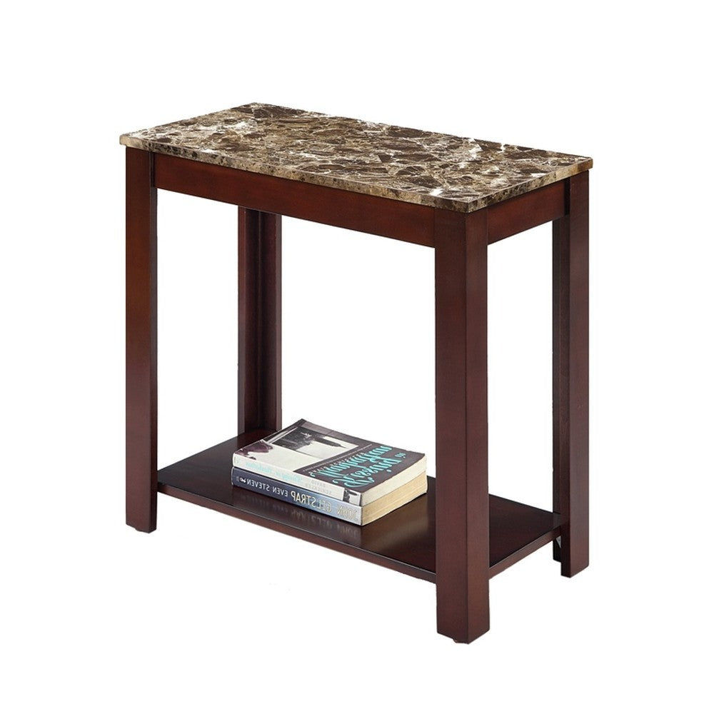 24" Brown End Table With Shelf