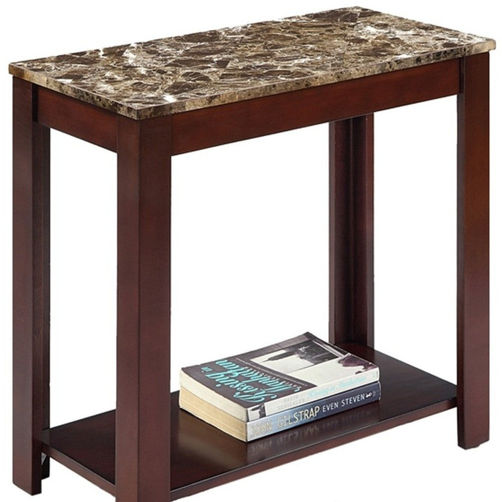 24" Brown End Table With Shelf