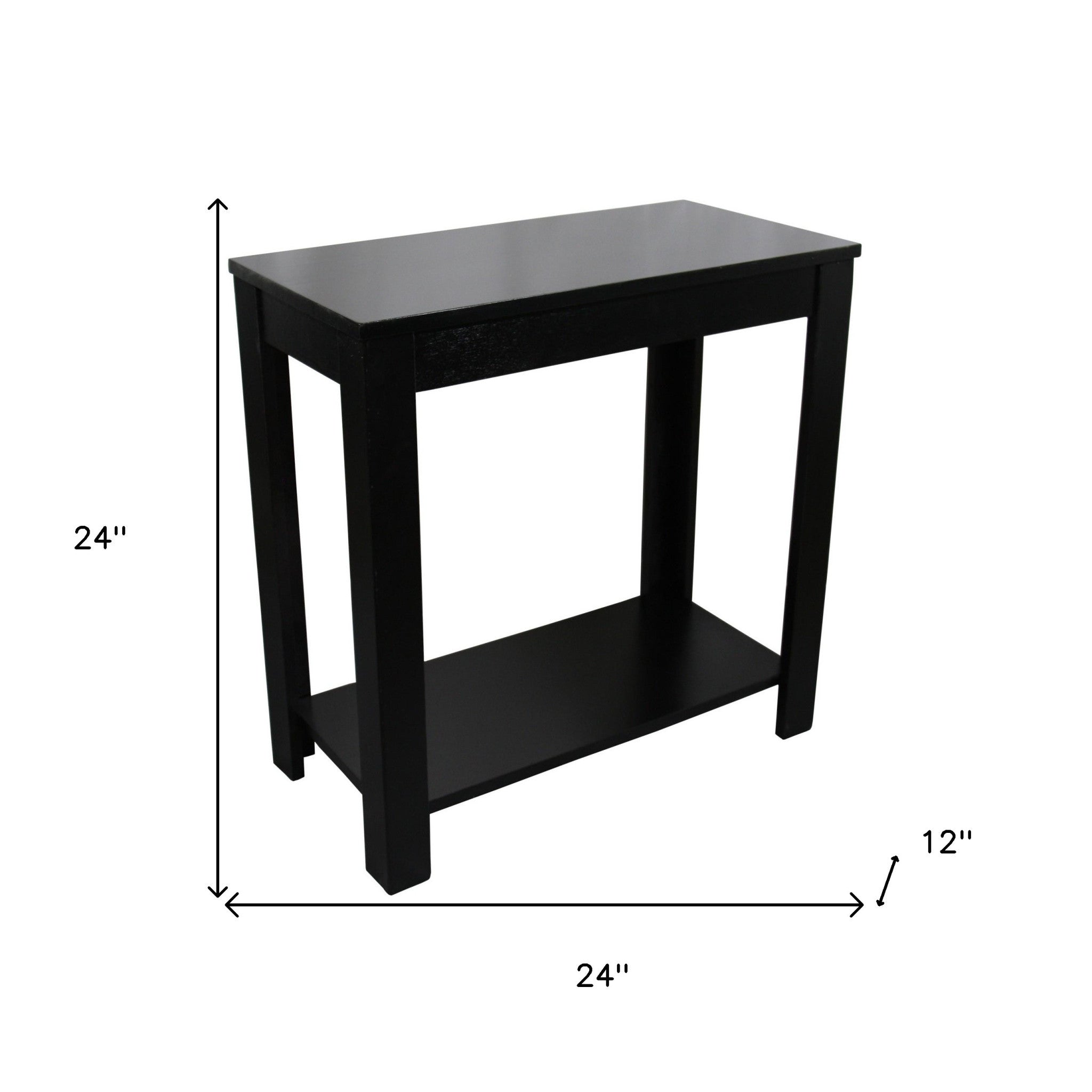 24" Black End Table With Shelf