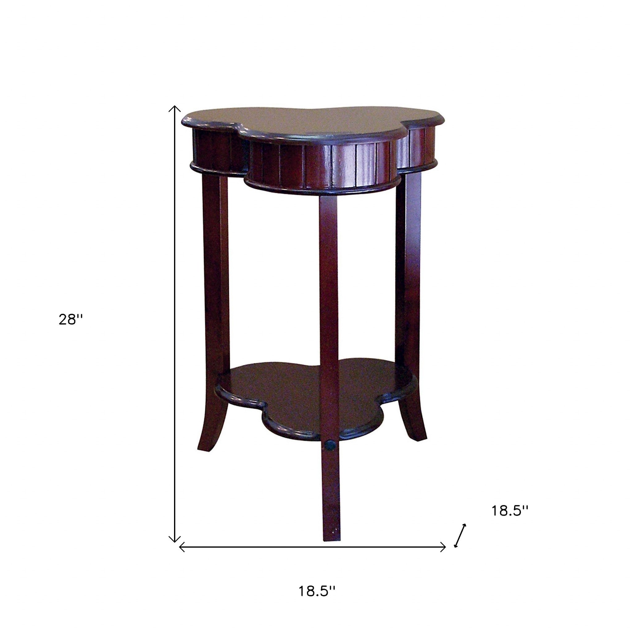 28" Brown Solid And Manufactured Wood Free Form End Table With Shelf
