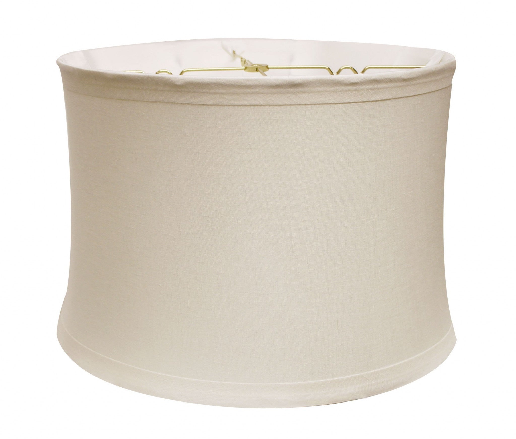 17" Snow Drum Trimmed Linen Lampshade