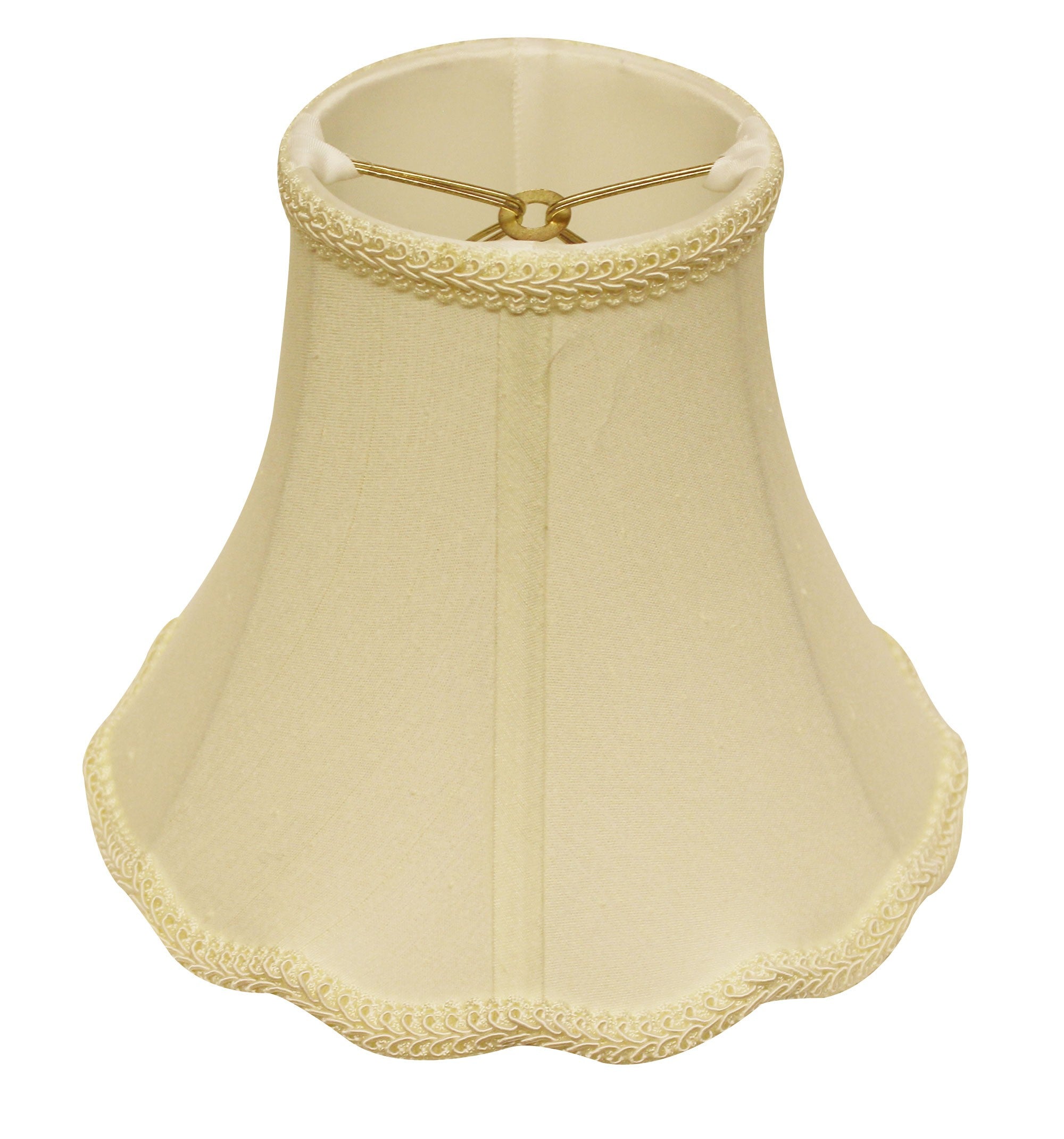 8" Ivory Slanted Scallop Bell Monay Shantung Lampshade