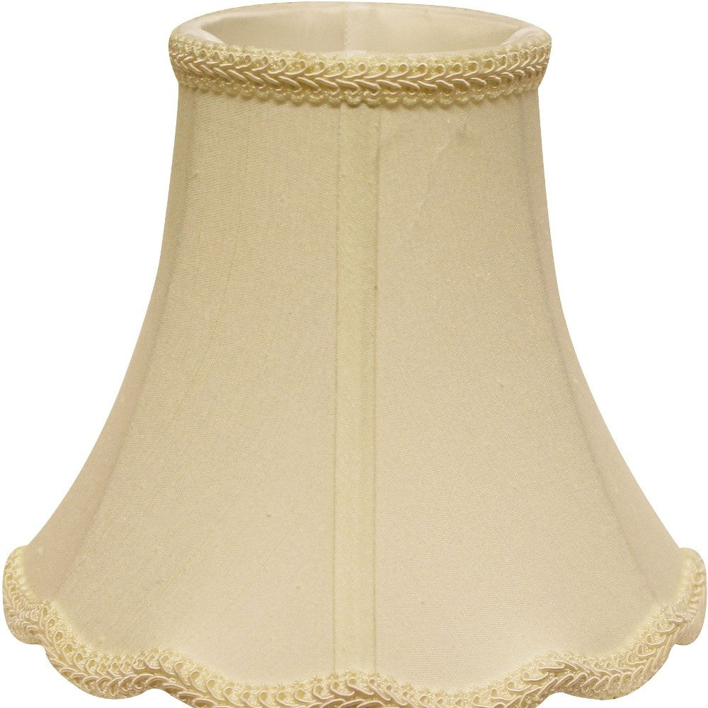 14" Ivory Slanted Scallop Bell Monay Shantung Lampshade