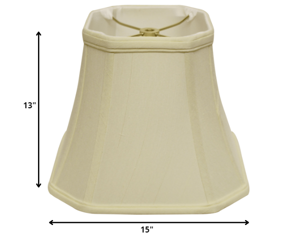 15" Ivory Slanted Square Bell Monay Shantung Lampshade