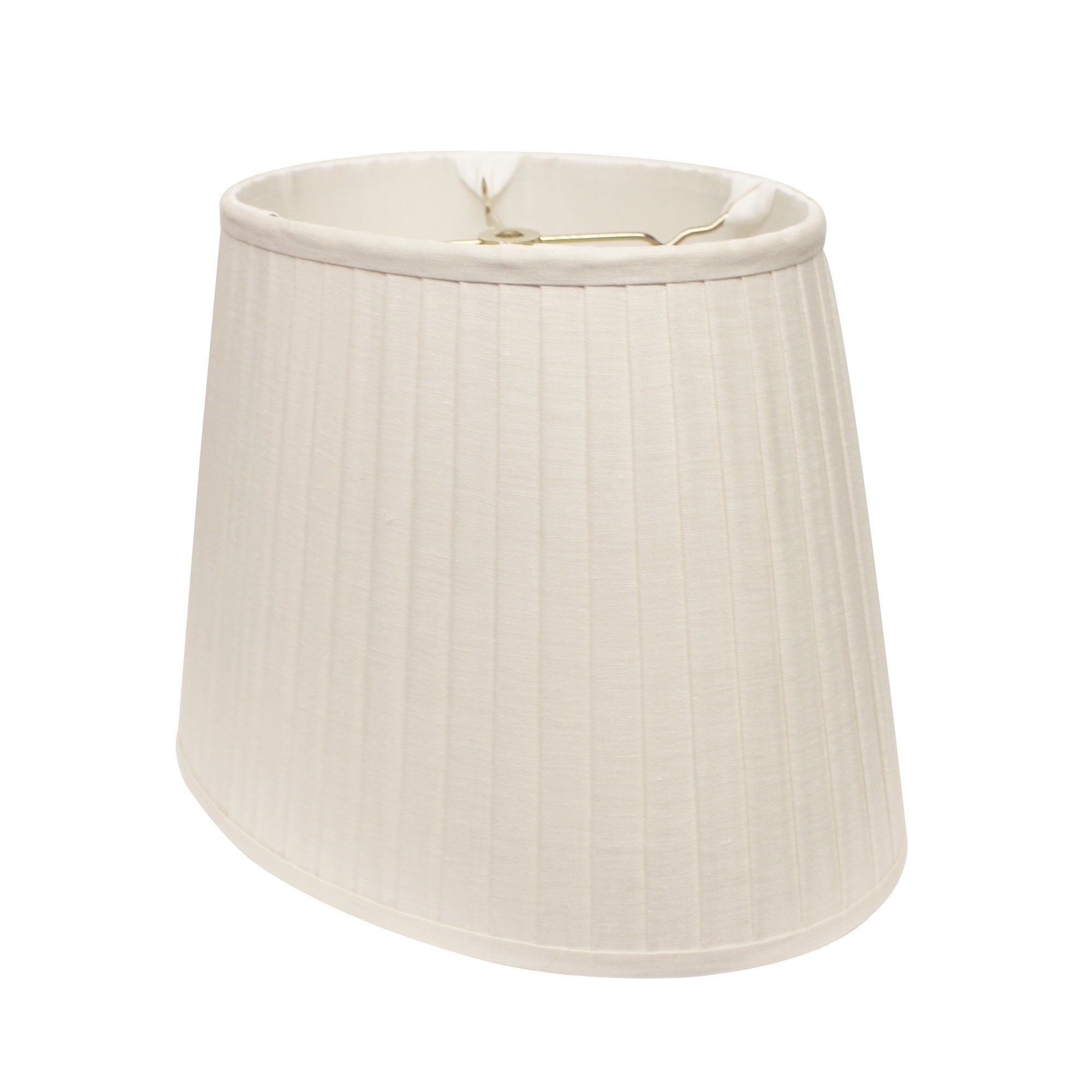 14" White Slanted Oval Linen Lampshade