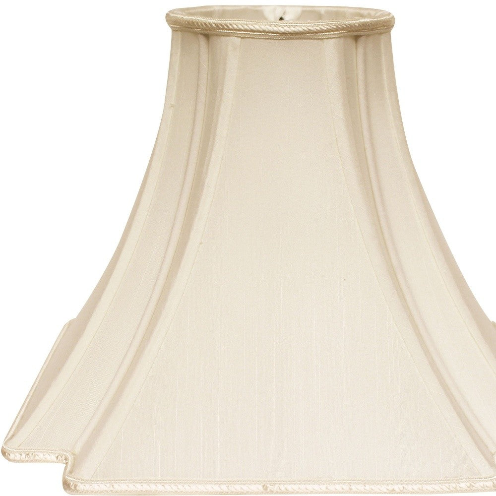 16" Ivory Slanted Notch Square Shantung Lampshade