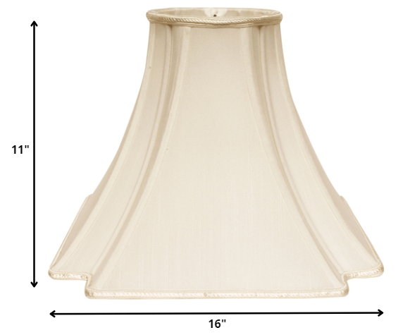 16" Ivory Slanted Notch Square Shantung Lampshade