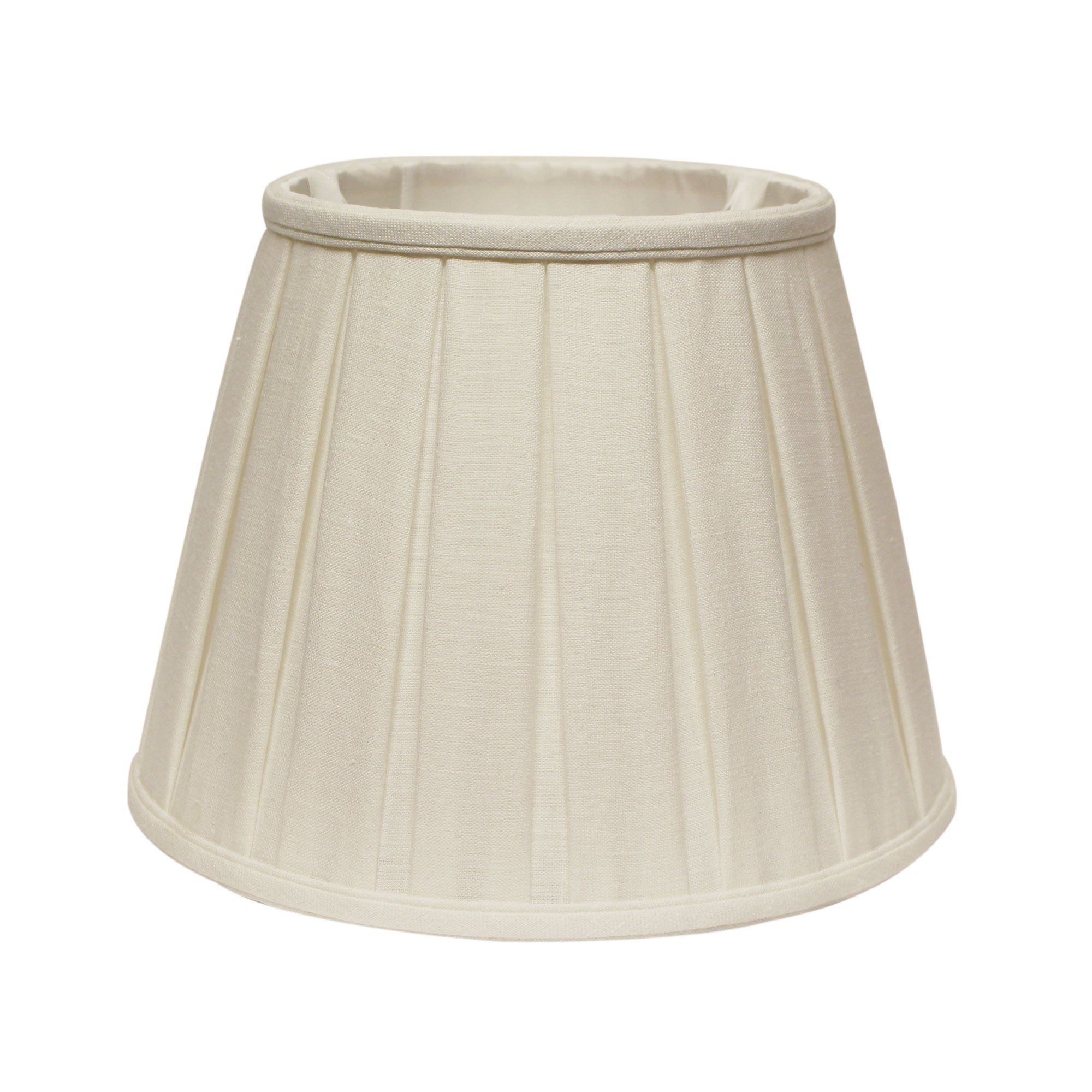 14" White Slanted Linen Lampshade with Box Pleat