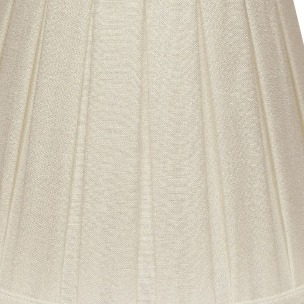 14" White Slanted Linen Lampshade with Box Pleat