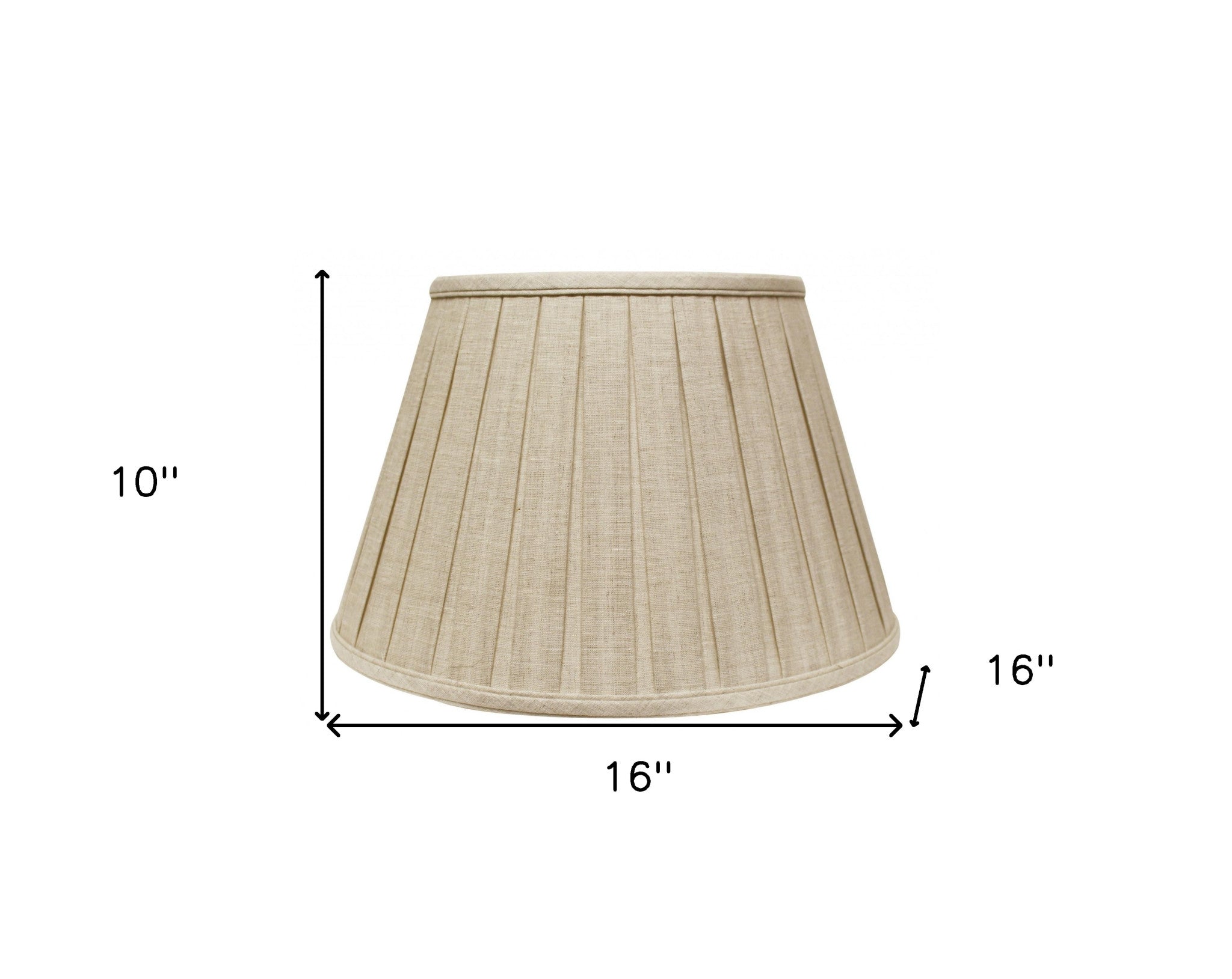 16" Cream Slanted Linen Lampshade with Box Pleat