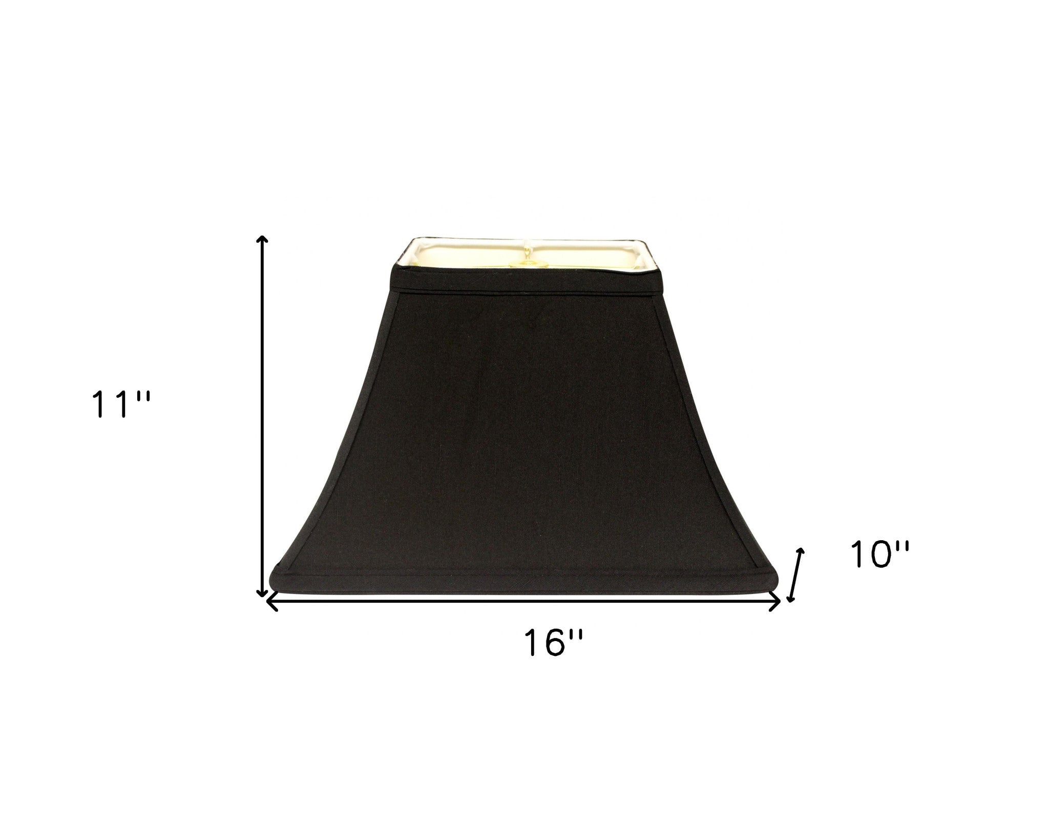 16" Black with White Lining Rectangle Bell Shantung Lampshade