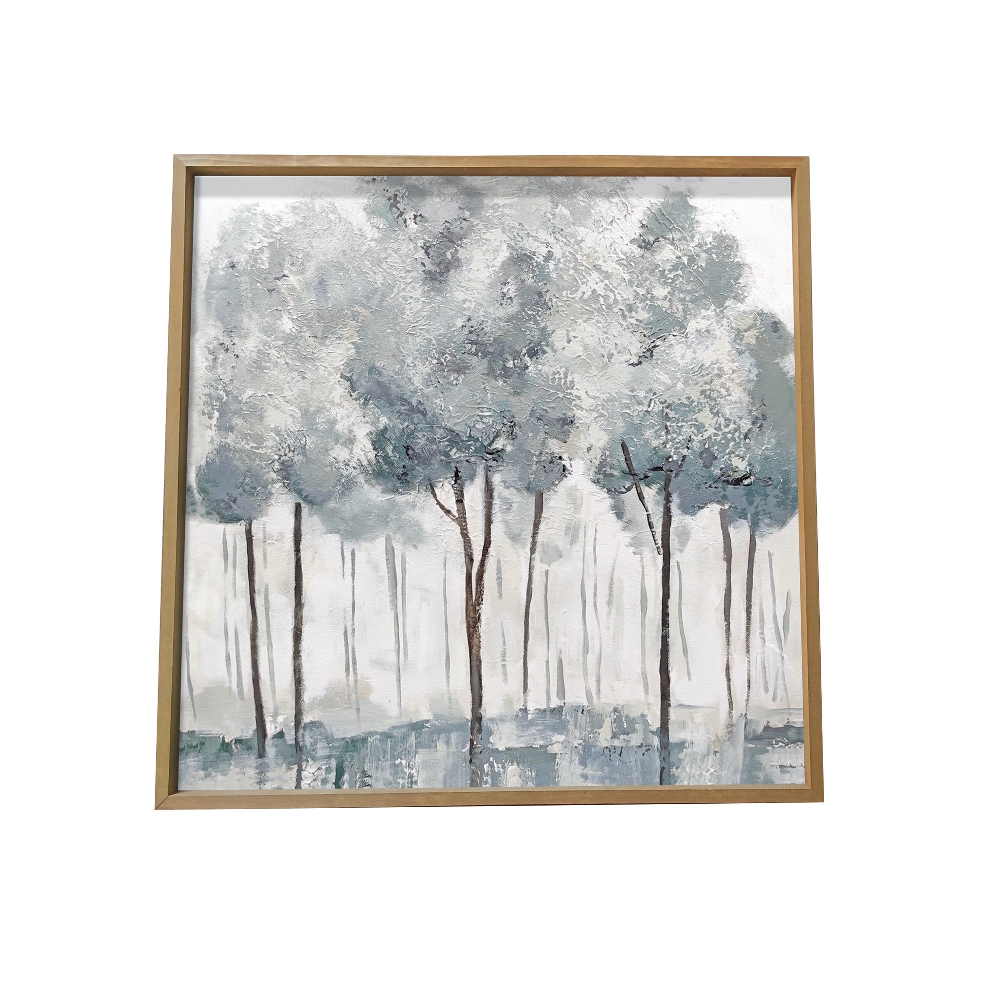 Modern All Over Blue Gray Forrest Canvas Wall Art Brown Picture Frame Print Wall Art