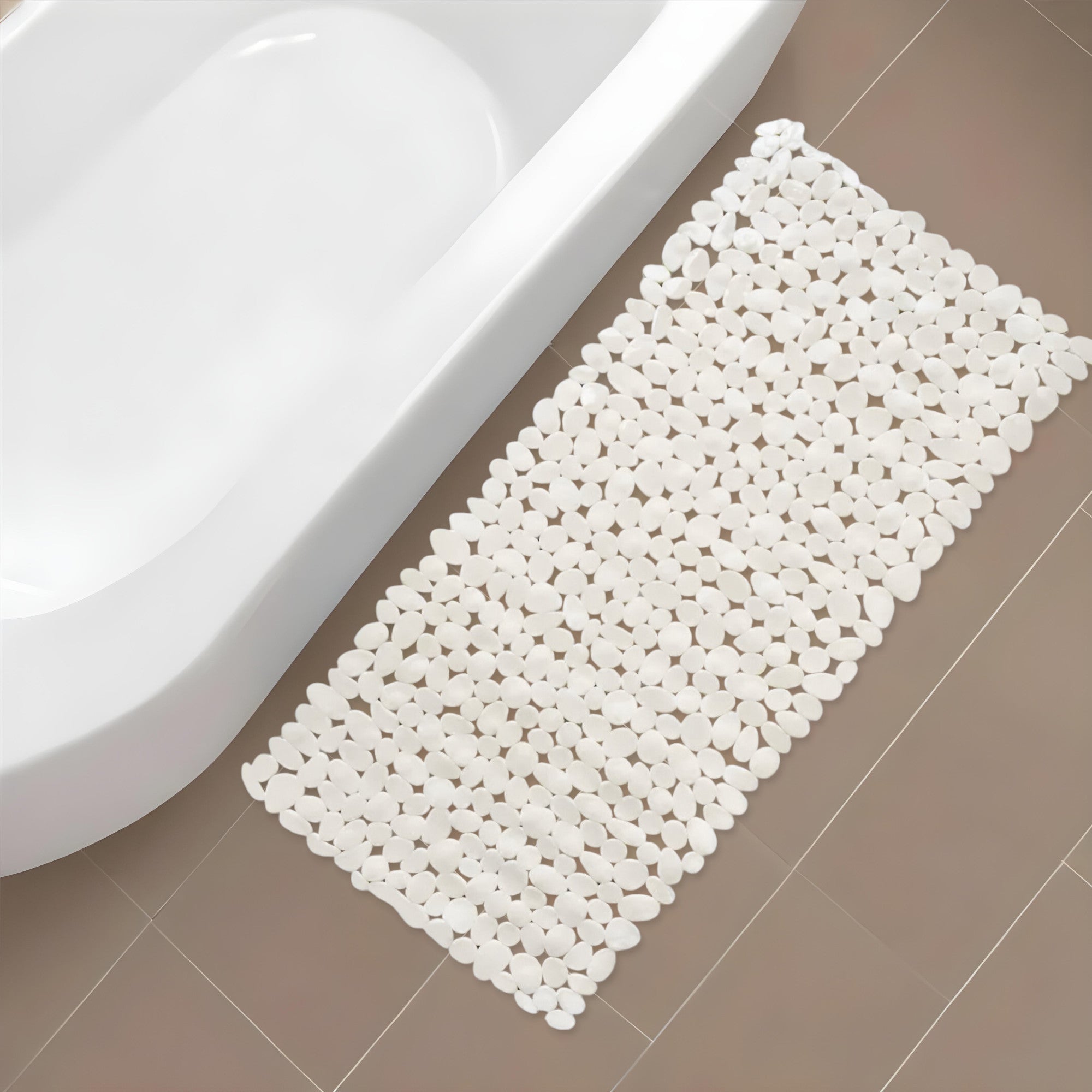 White Spa Pebbles Bathtub Mat