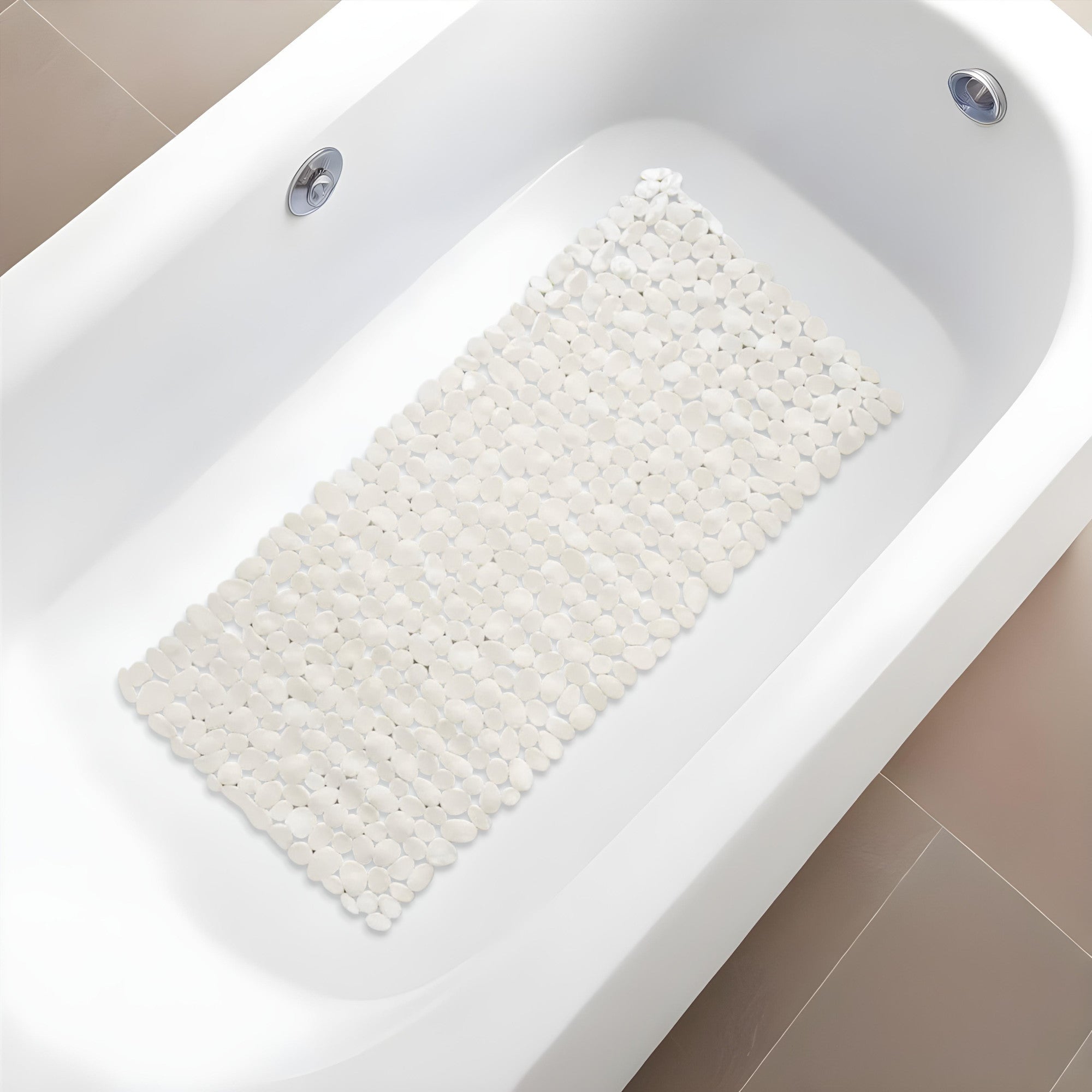 White Spa Pebbles Bathtub Mat